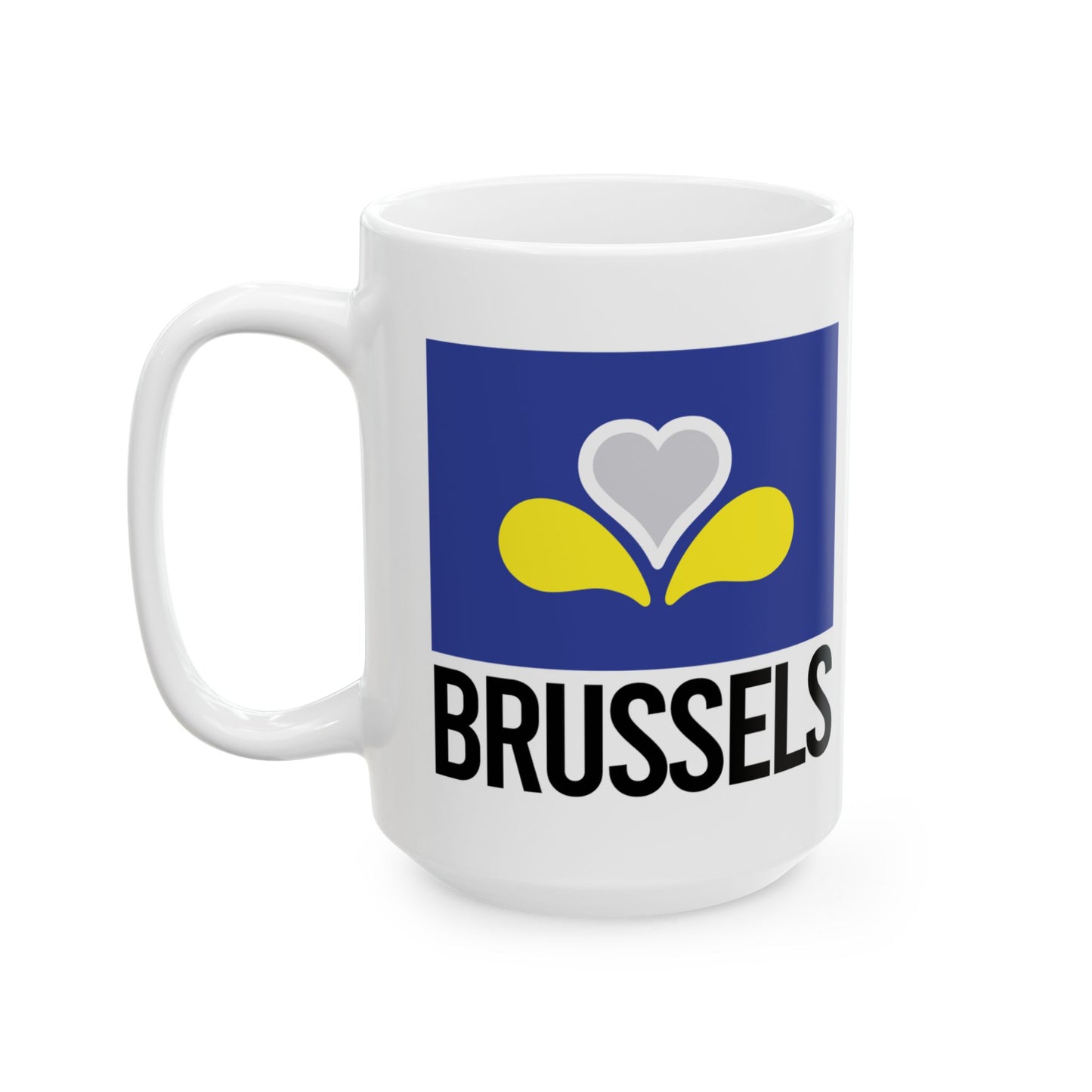 Brussels Flag White Ceramic Mug - 11oz, 15oz