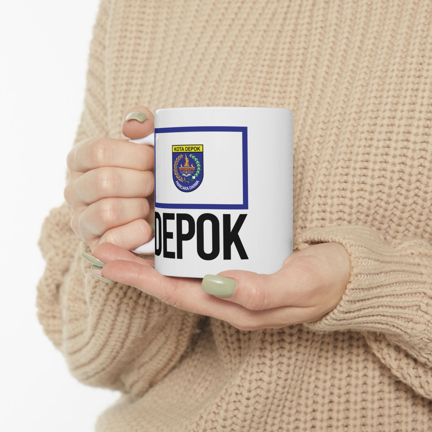 Depok City Flag White Ceramic Mug - 11oz, 15oz