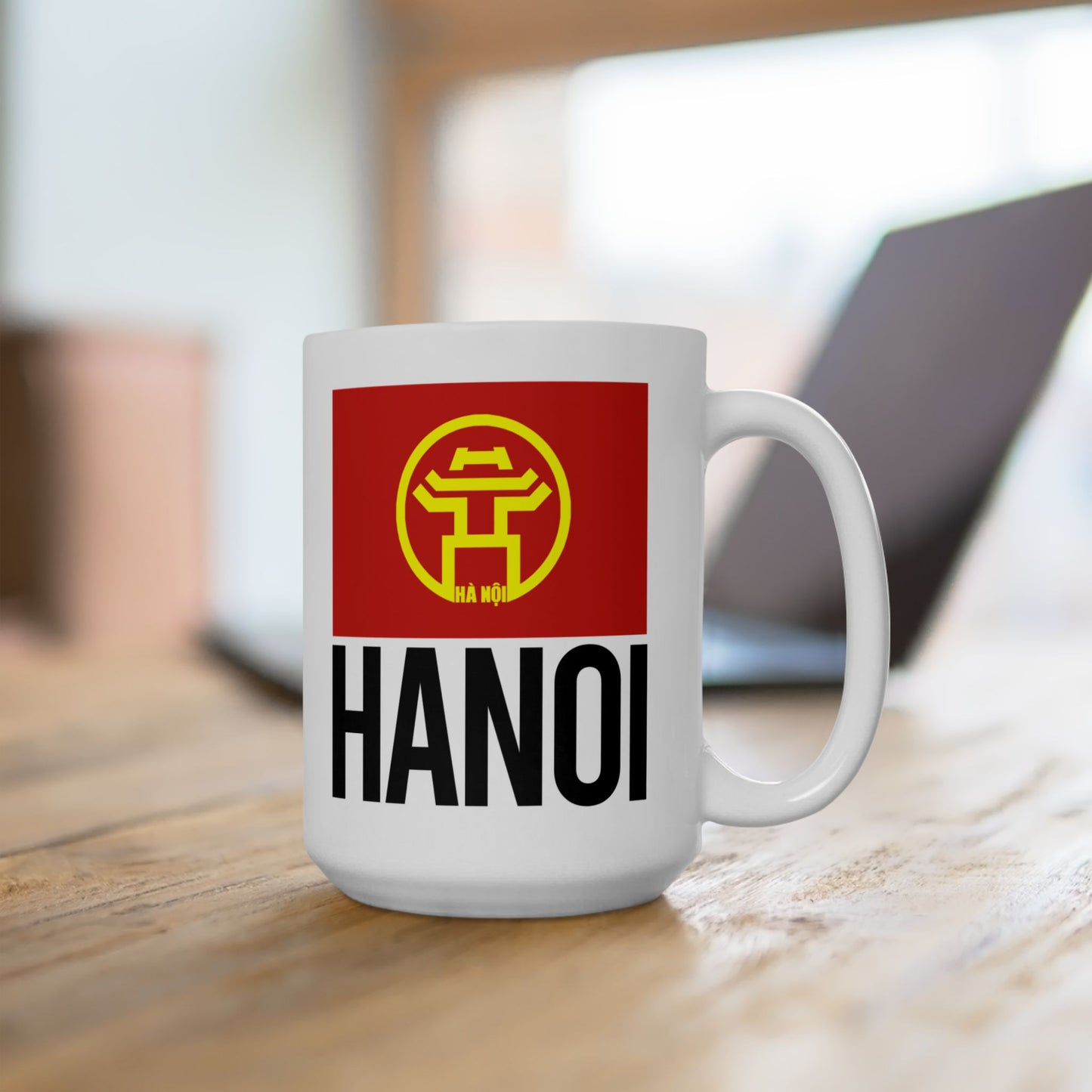 Hanoi City Flag White Ceramic Mug - 11oz, 15oz