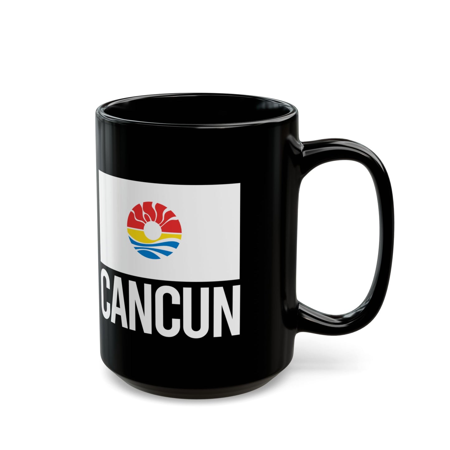 Cancún City Flag Black Ceramic Mug - 11oz, 15oz