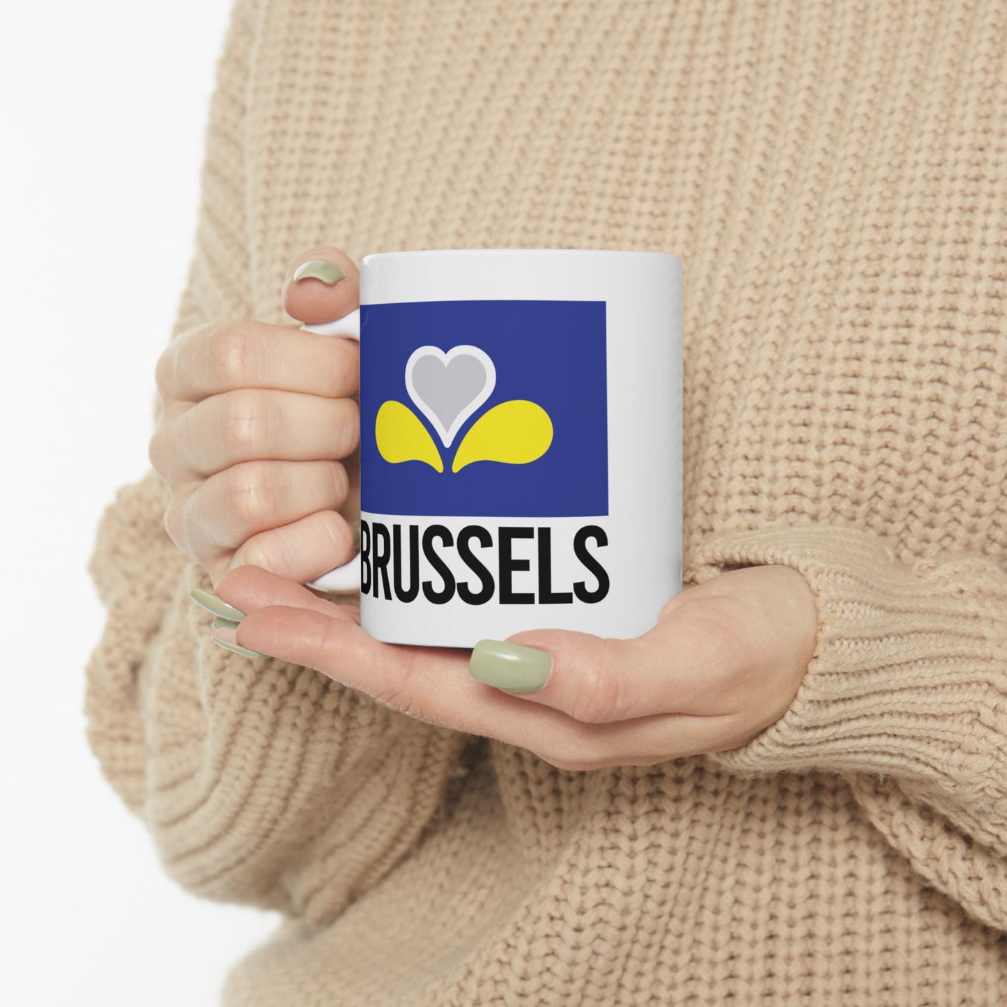 Brussels Flag White Ceramic Mug - 11oz, 15oz