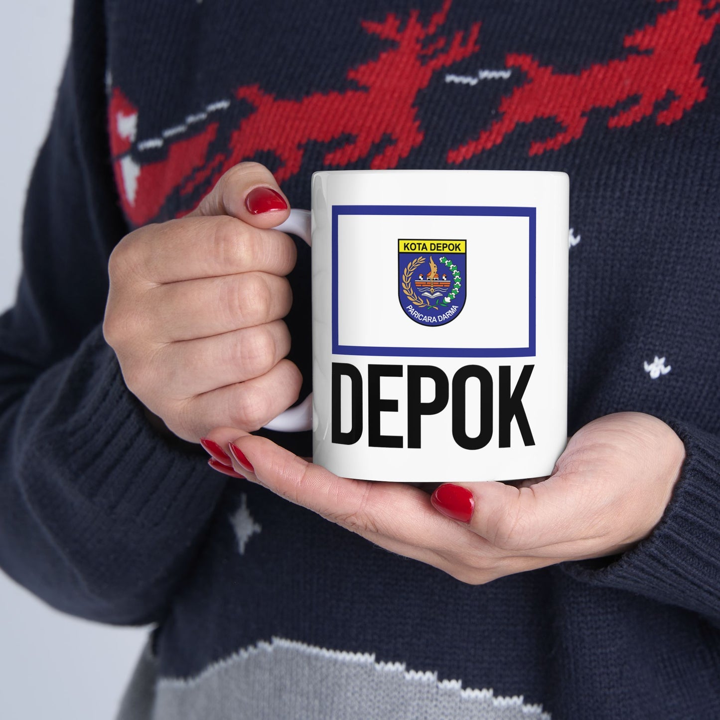 Depok City Flag White Ceramic Mug - 11oz, 15oz