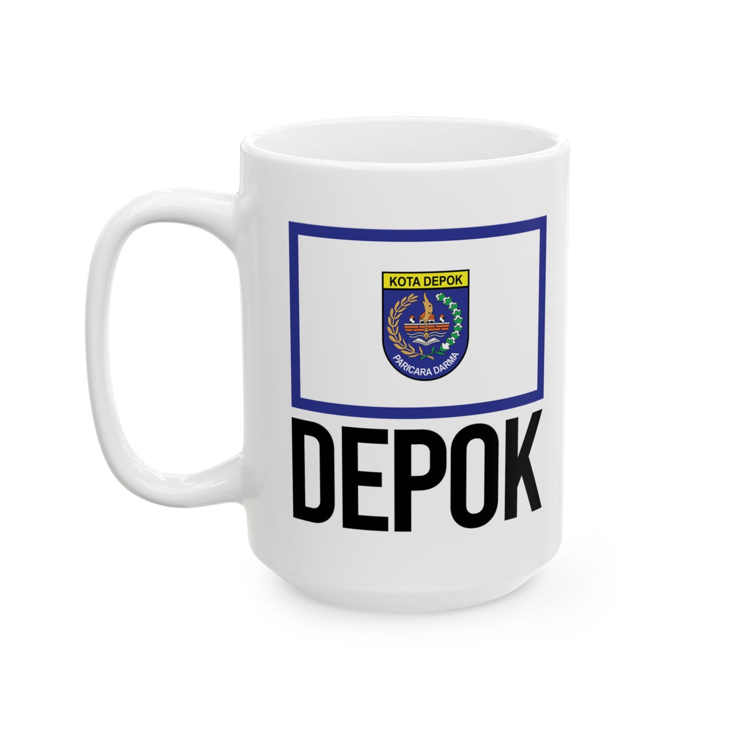 Depok City Flag White Ceramic Mug - 11oz, 15oz