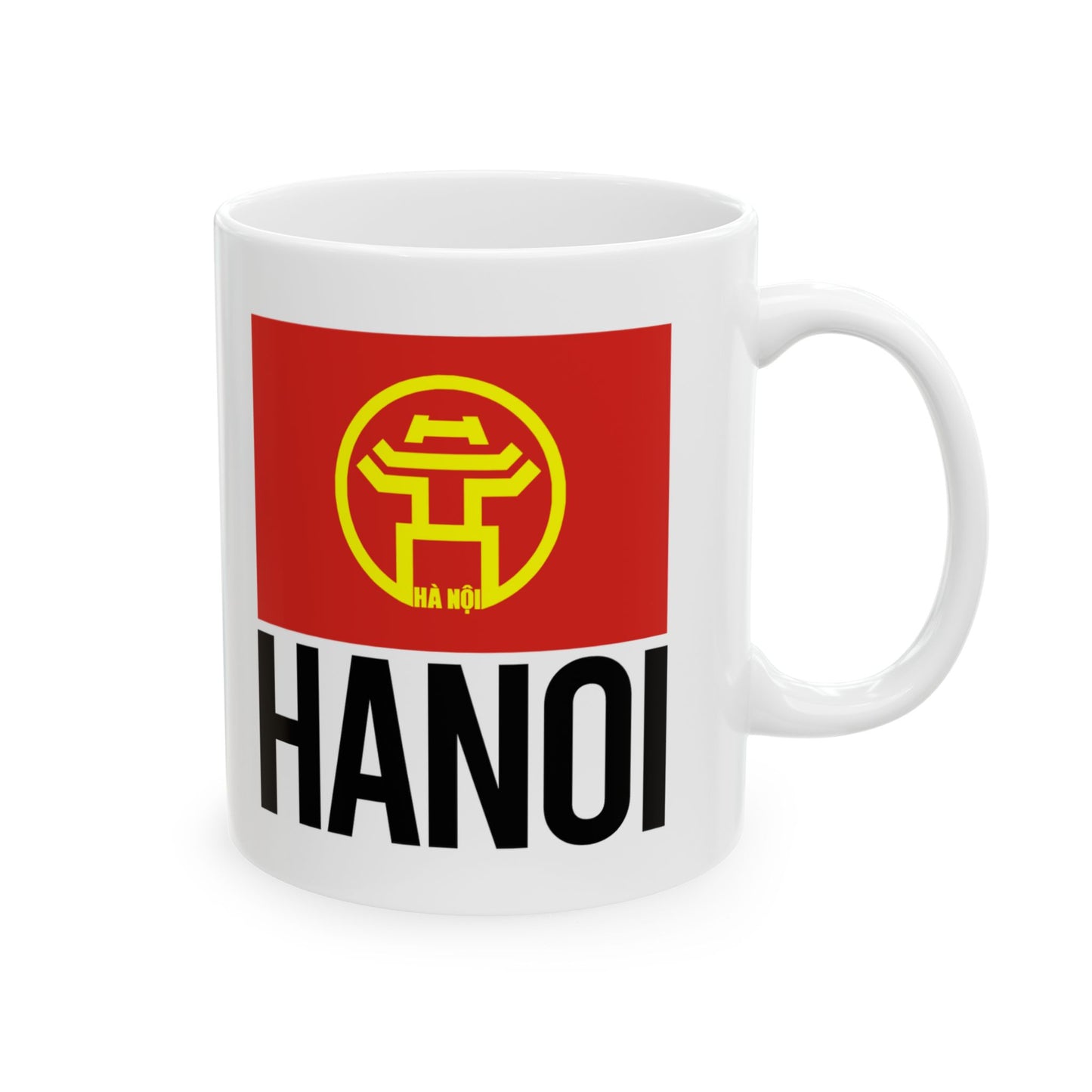 Hanoi City Flag White Ceramic Mug - 11oz, 15oz