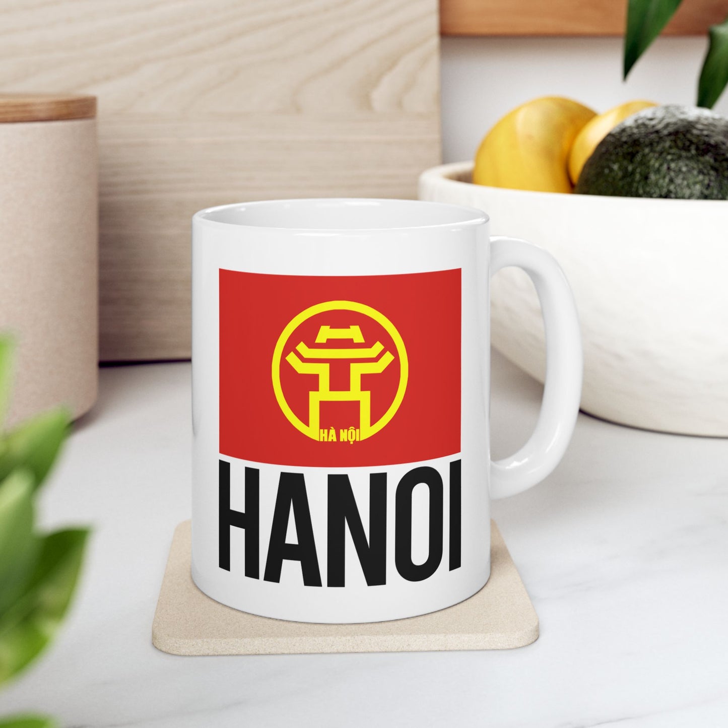 Hanoi City Flag White Ceramic Mug - 11oz, 15oz