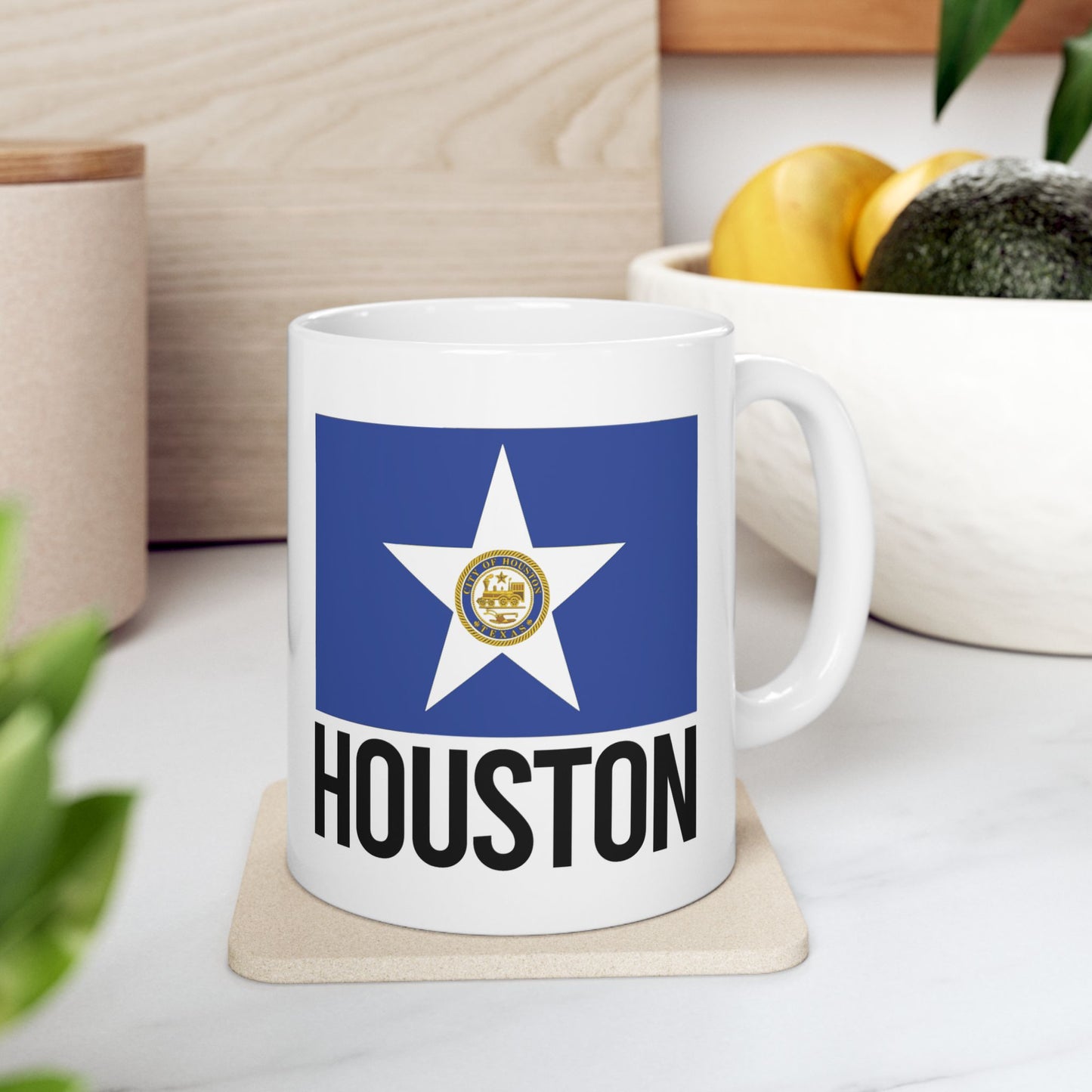 Houston City Flag White Ceramic Mug - 11oz, 15oz