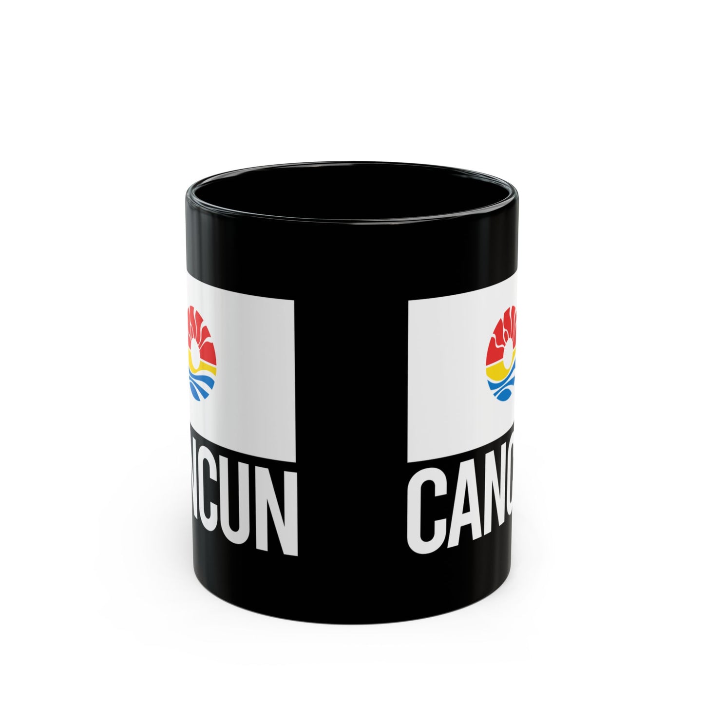 Cancún City Flag Black Ceramic Mug - 11oz, 15oz