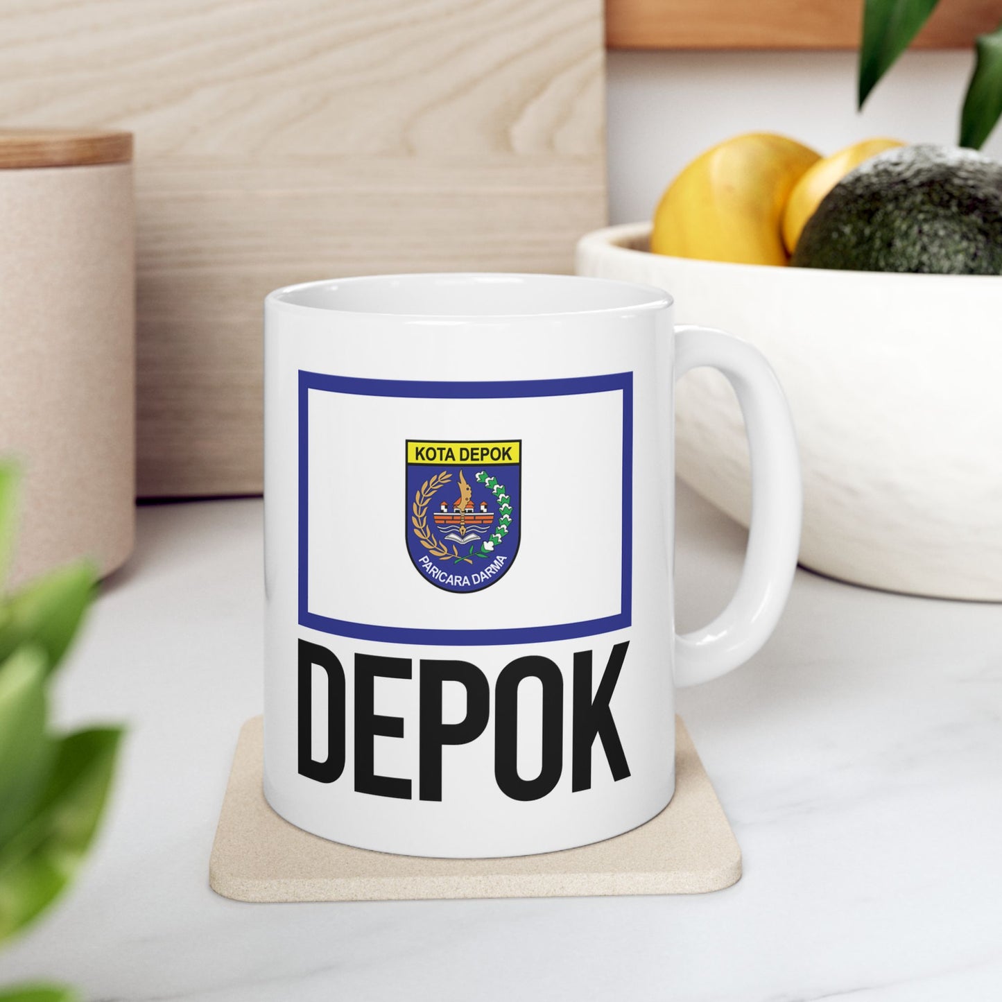 Depok City Flag White Ceramic Mug - 11oz, 15oz