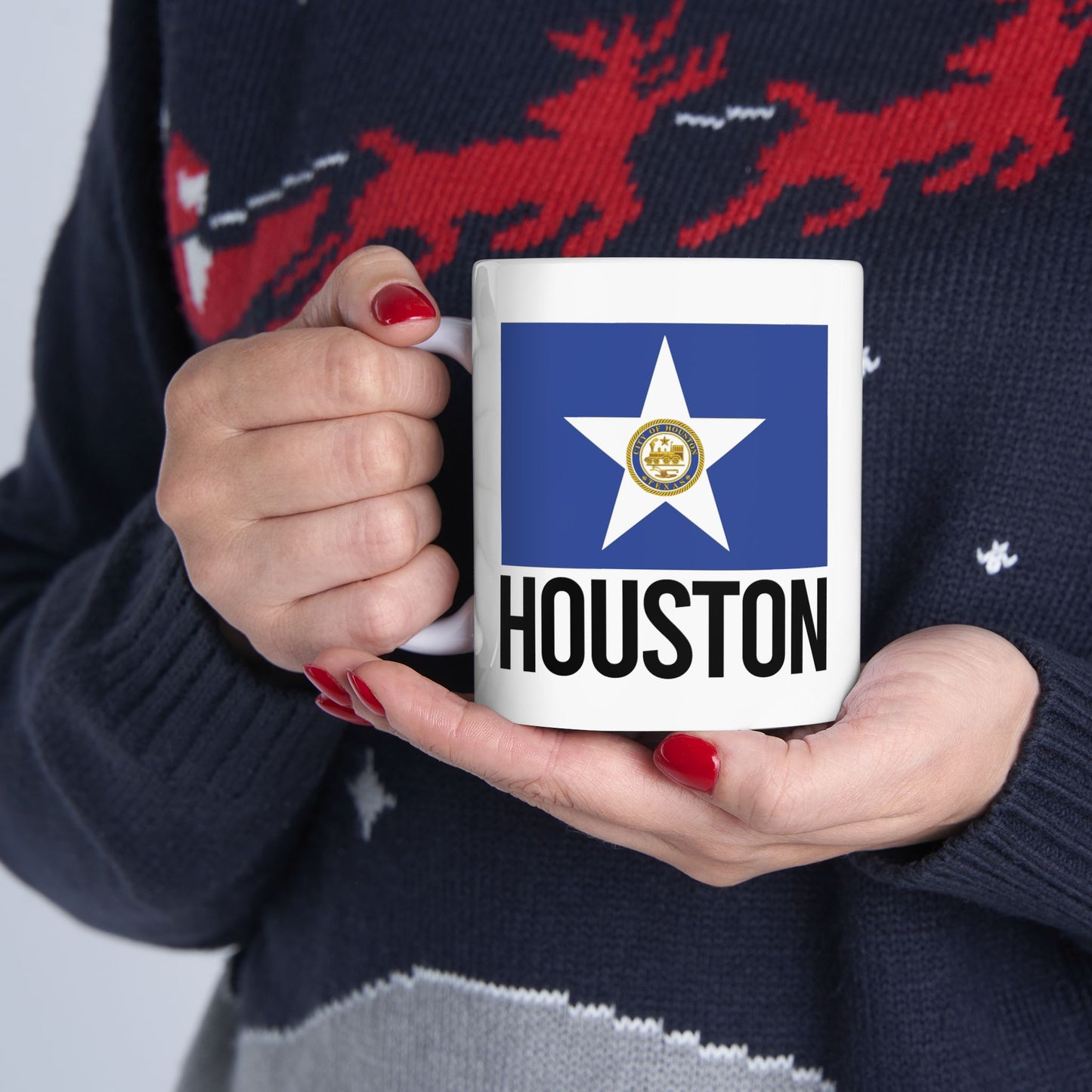 Houston City Flag White Ceramic Mug - 11oz, 15oz