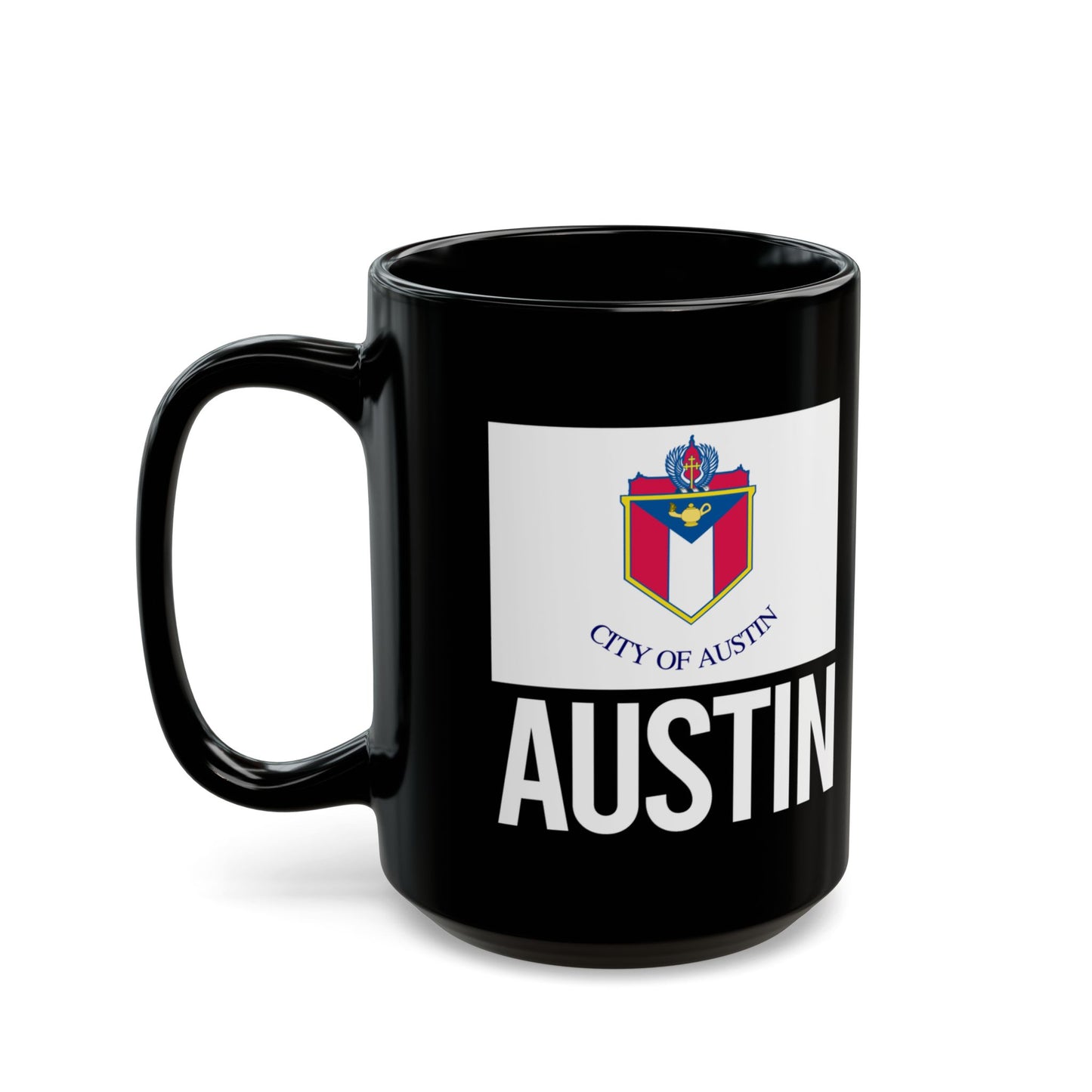 Austin City Flag Black Ceramic Mug - 11oz, 15oz