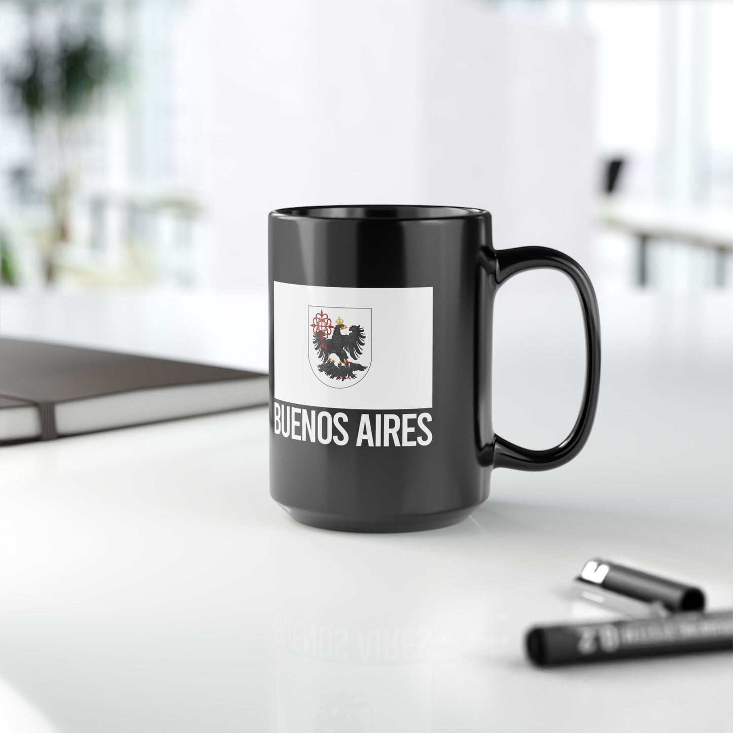 Buenos Aires City Flag Black Ceramic Mug - 11oz, 15oz