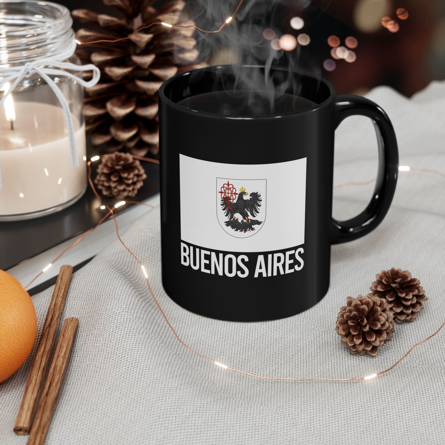 Buenos Aires City Flag Black Ceramic Mug - 11oz, 15oz