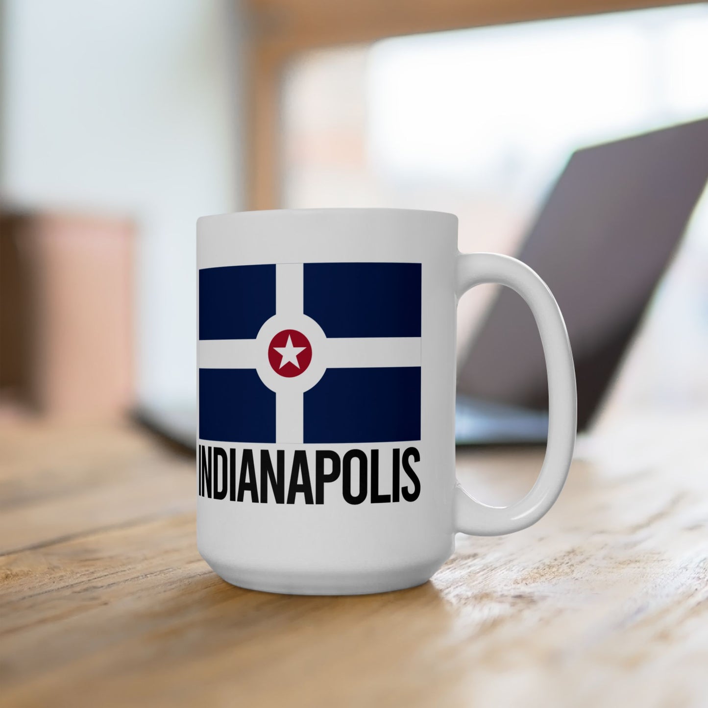Indianapolis City Flag White Ceramic Mug - 11oz, 15oz