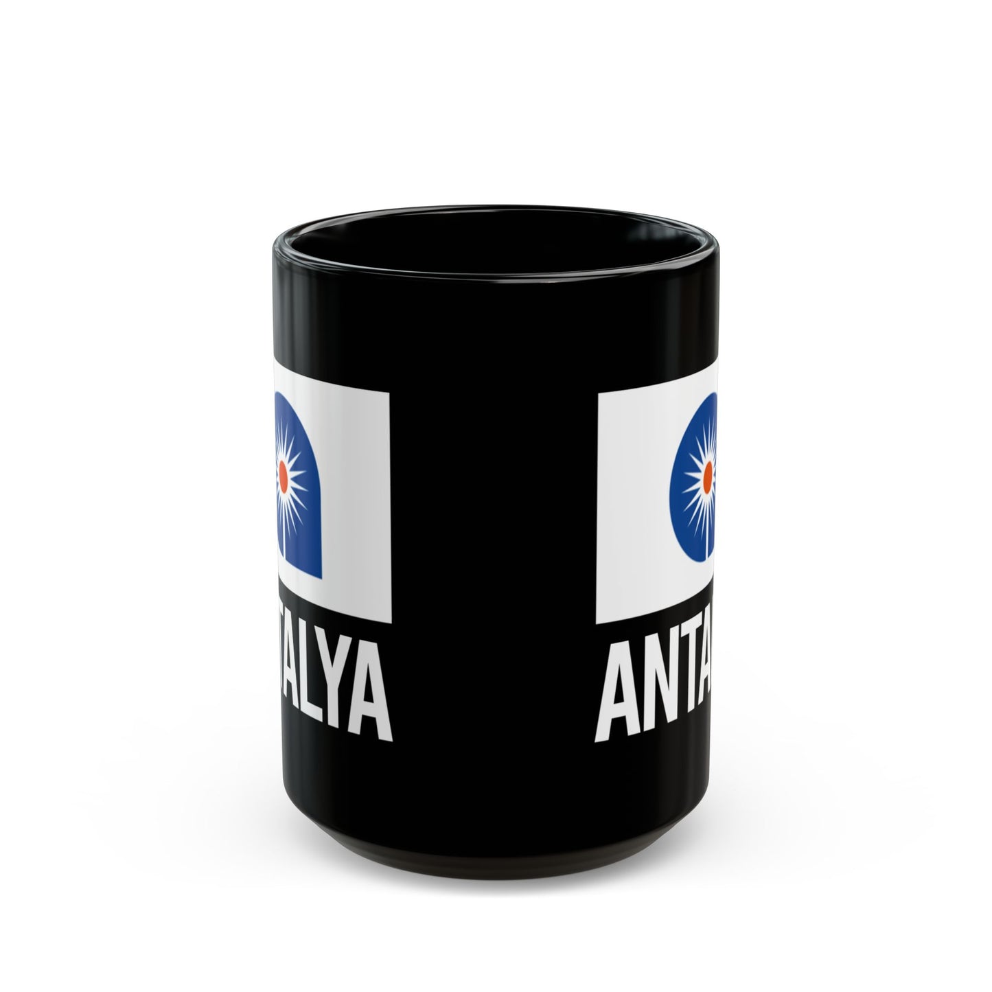 Antalya City Flag Black Ceramic Mug - 11oz, 15oz