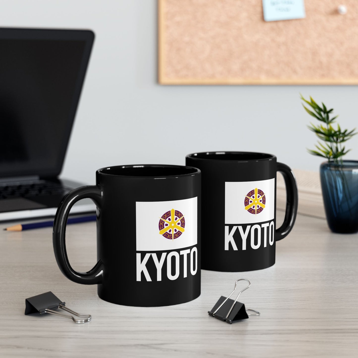 Kyoto City Flag Black Ceramic Mug - 11oz, 15oz