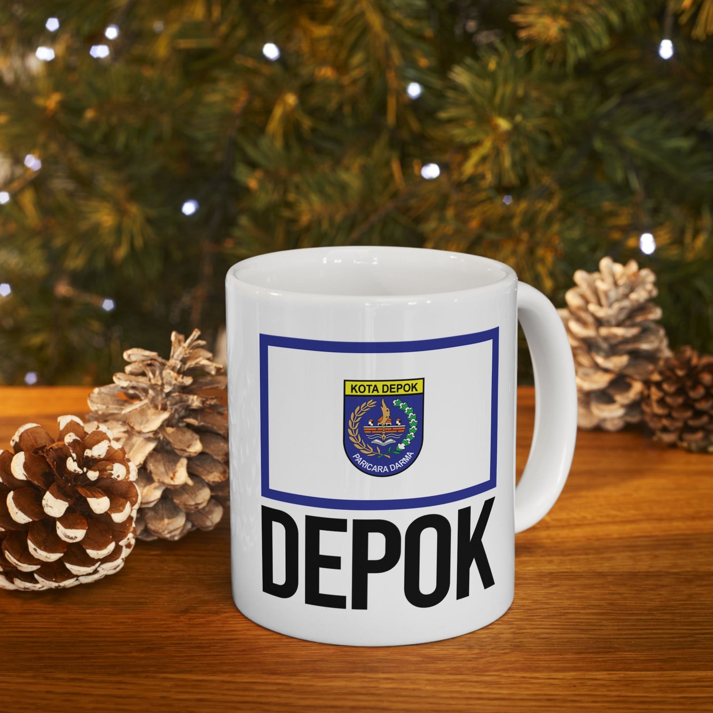 Depok City Flag White Ceramic Mug - 11oz, 15oz