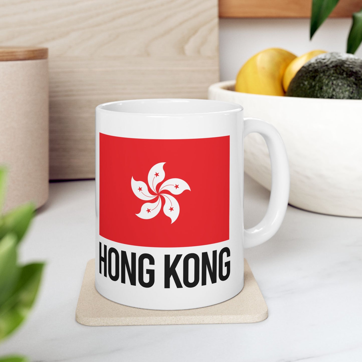 Hong Kong City Flag White Ceramic Mug, 11oz, 15oz