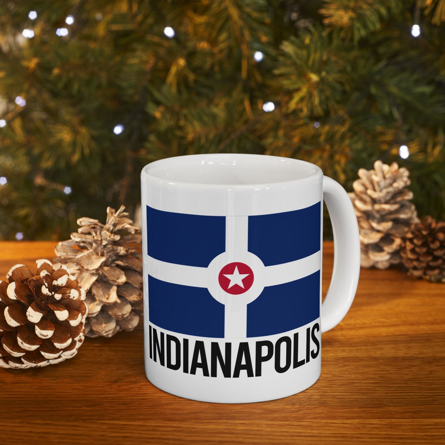 Indianapolis City Flag White Ceramic Mug - 11oz, 15oz