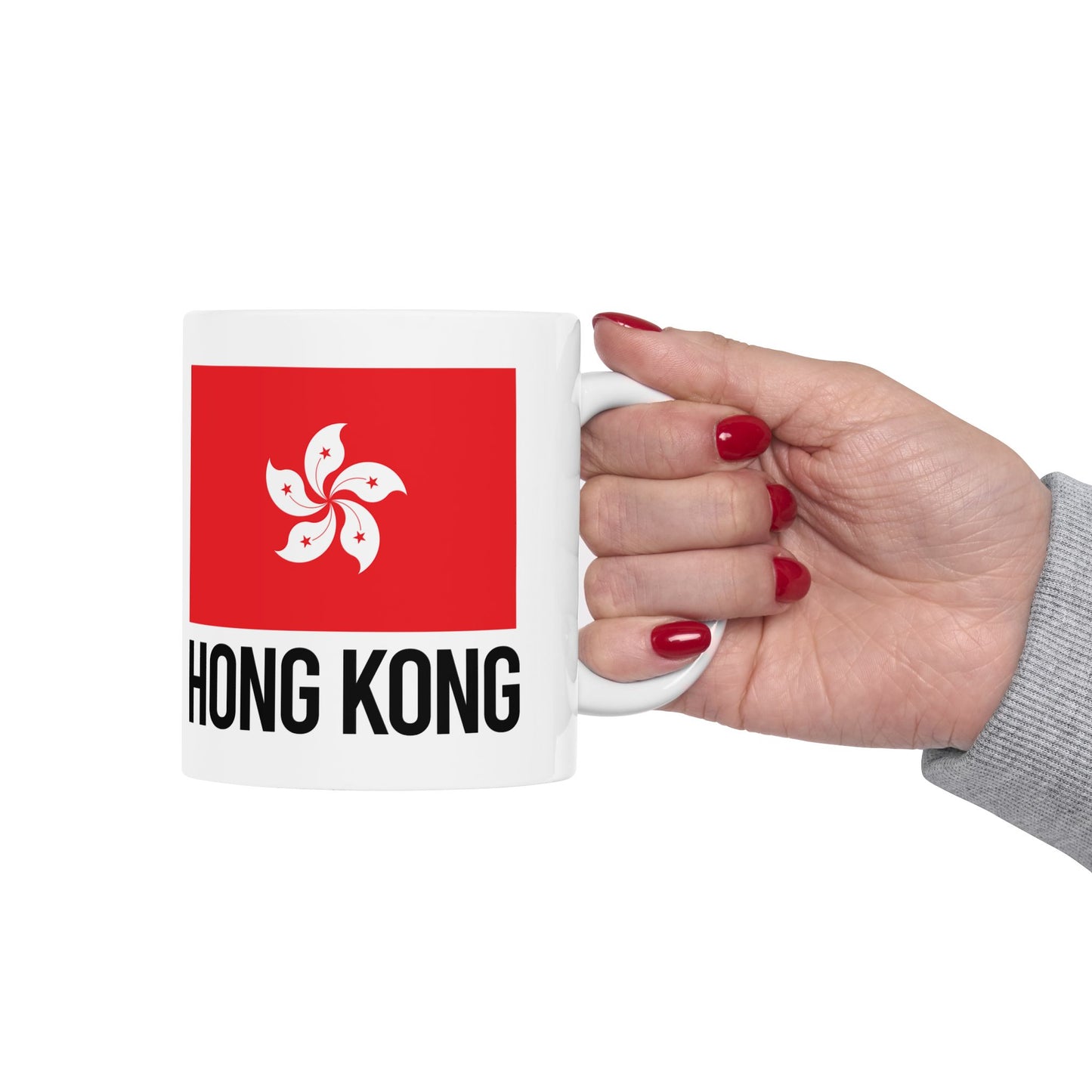 Hong Kong City Flag White Ceramic Mug, 11oz, 15oz