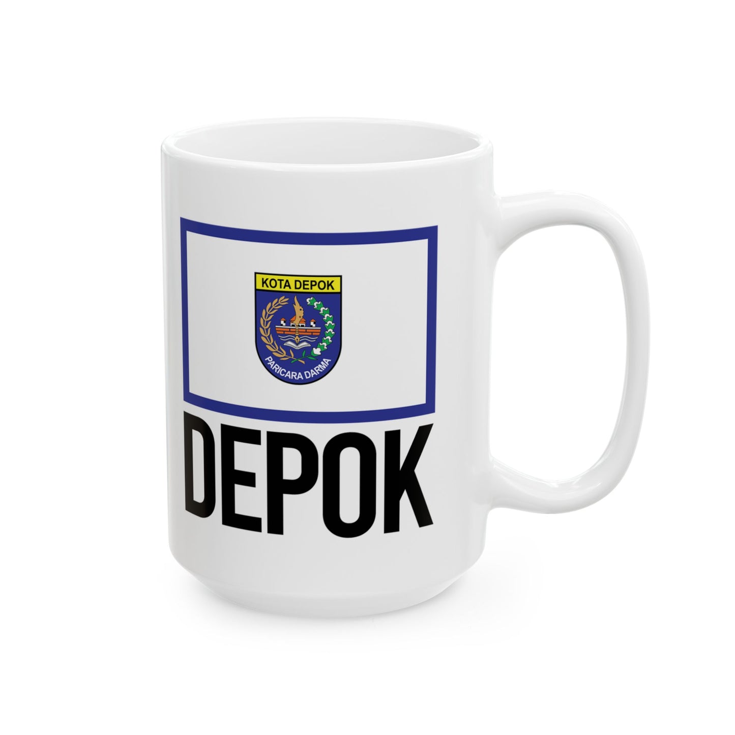 Depok City Flag White Ceramic Mug - 11oz, 15oz