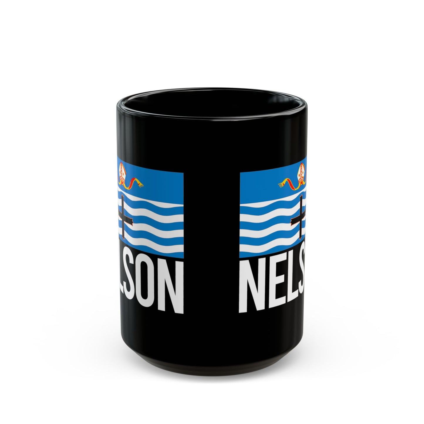 Nelson City Flag Black Ceramic Mug - 11oz, 15oz