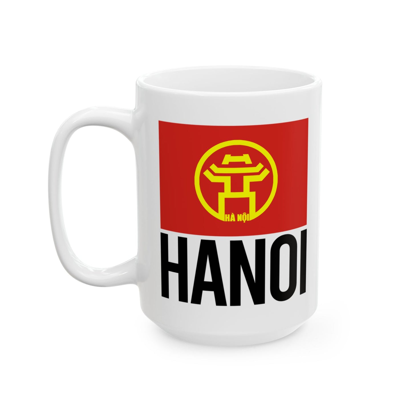 Hanoi City Flag White Ceramic Mug - 11oz, 15oz