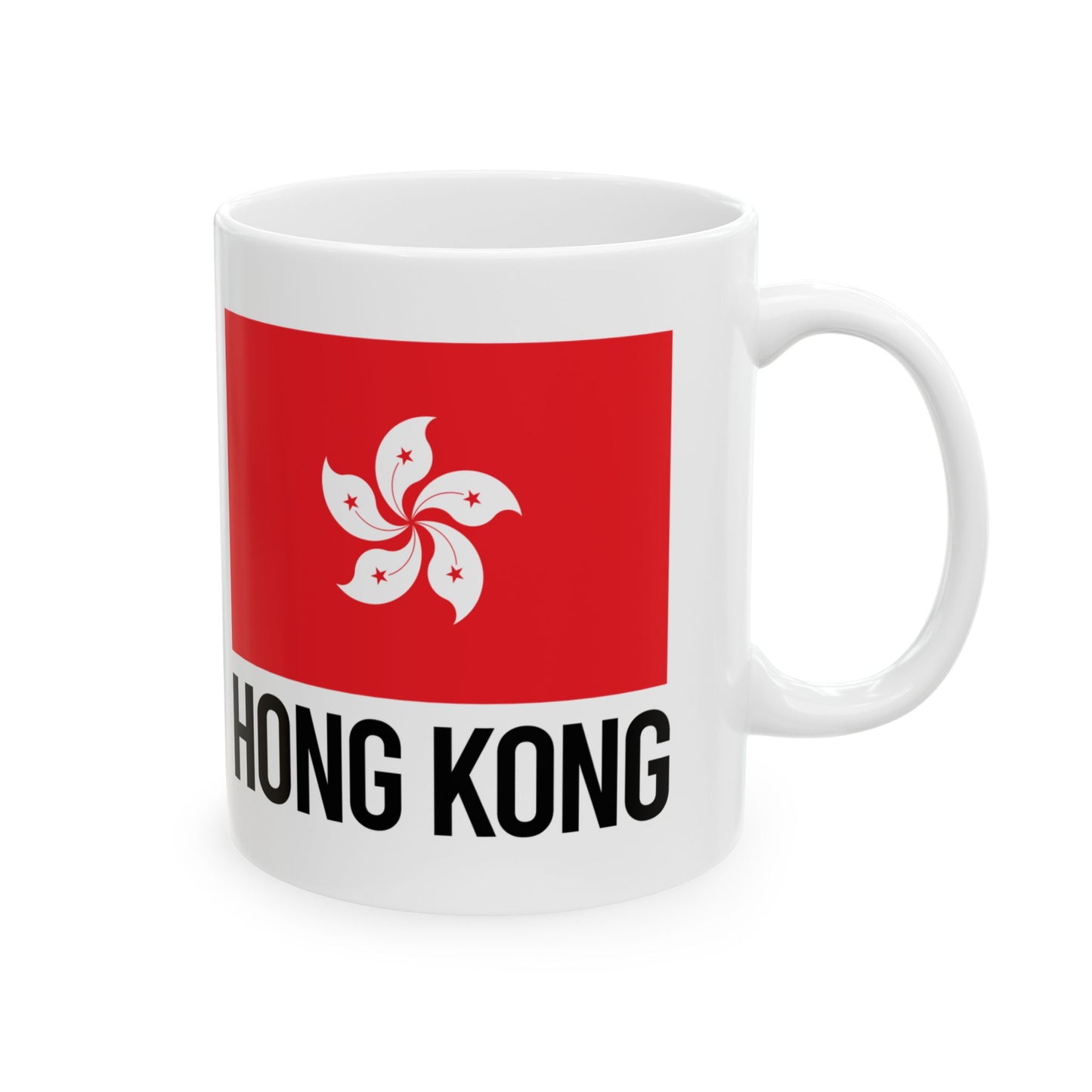 Hong Kong City Flag White Ceramic Mug, 11oz, 15oz