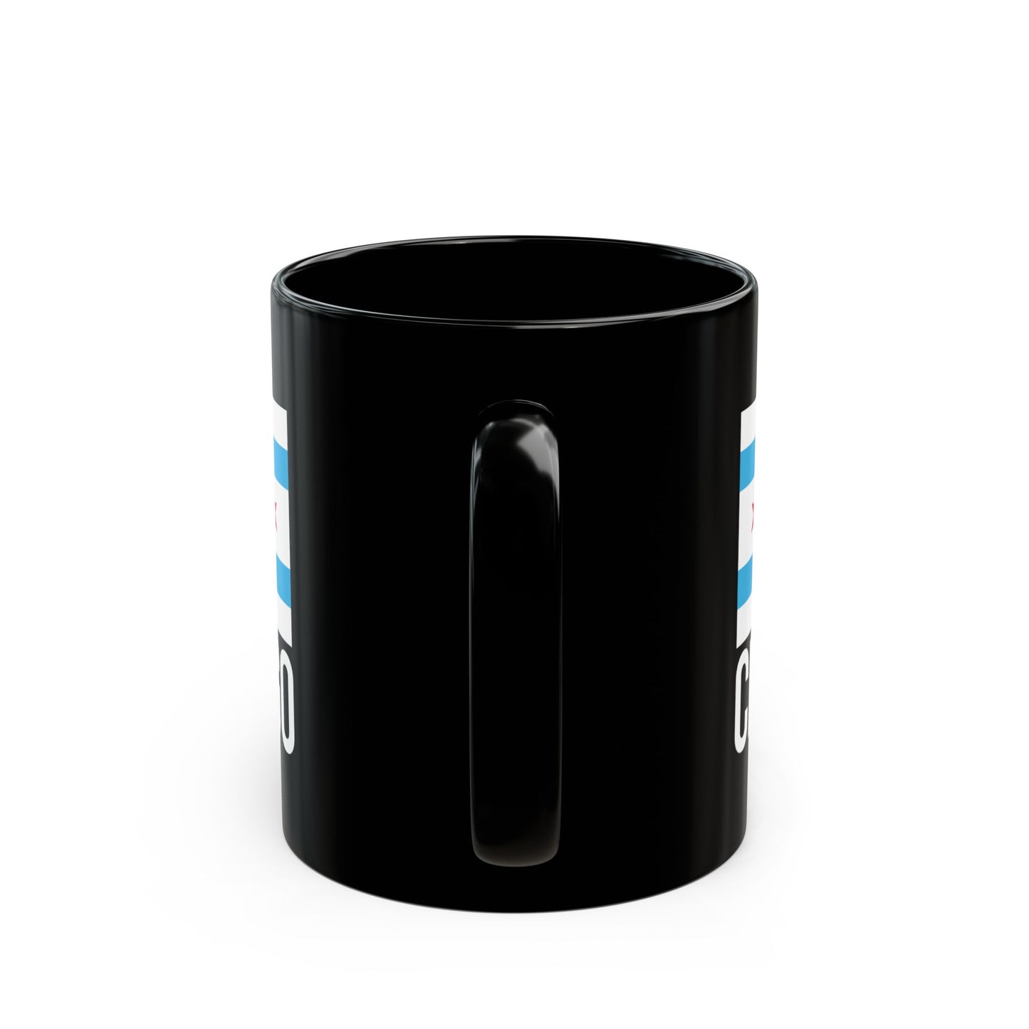 Chicago City Flag Black Ceramic Mug - 11oz, 15oz