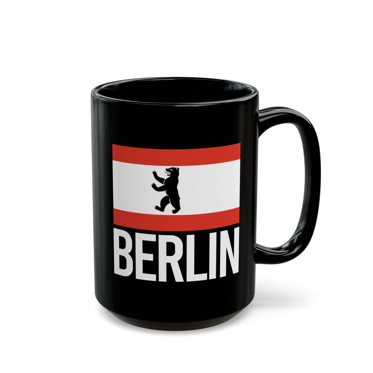 Berlin City Flag Black Ceramic Mug - 11oz, 15oz
