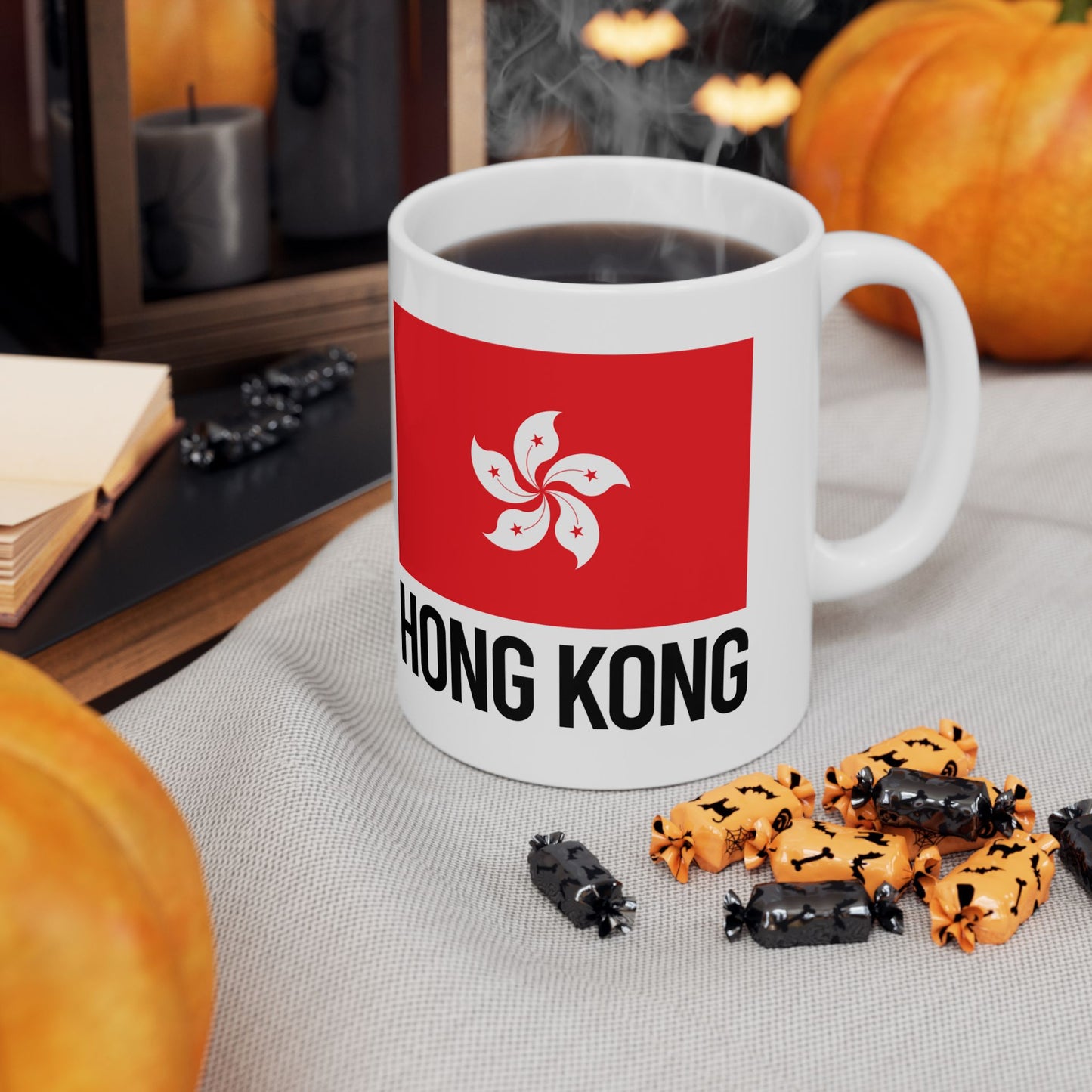 Hong Kong City Flag White Ceramic Mug, 11oz, 15oz