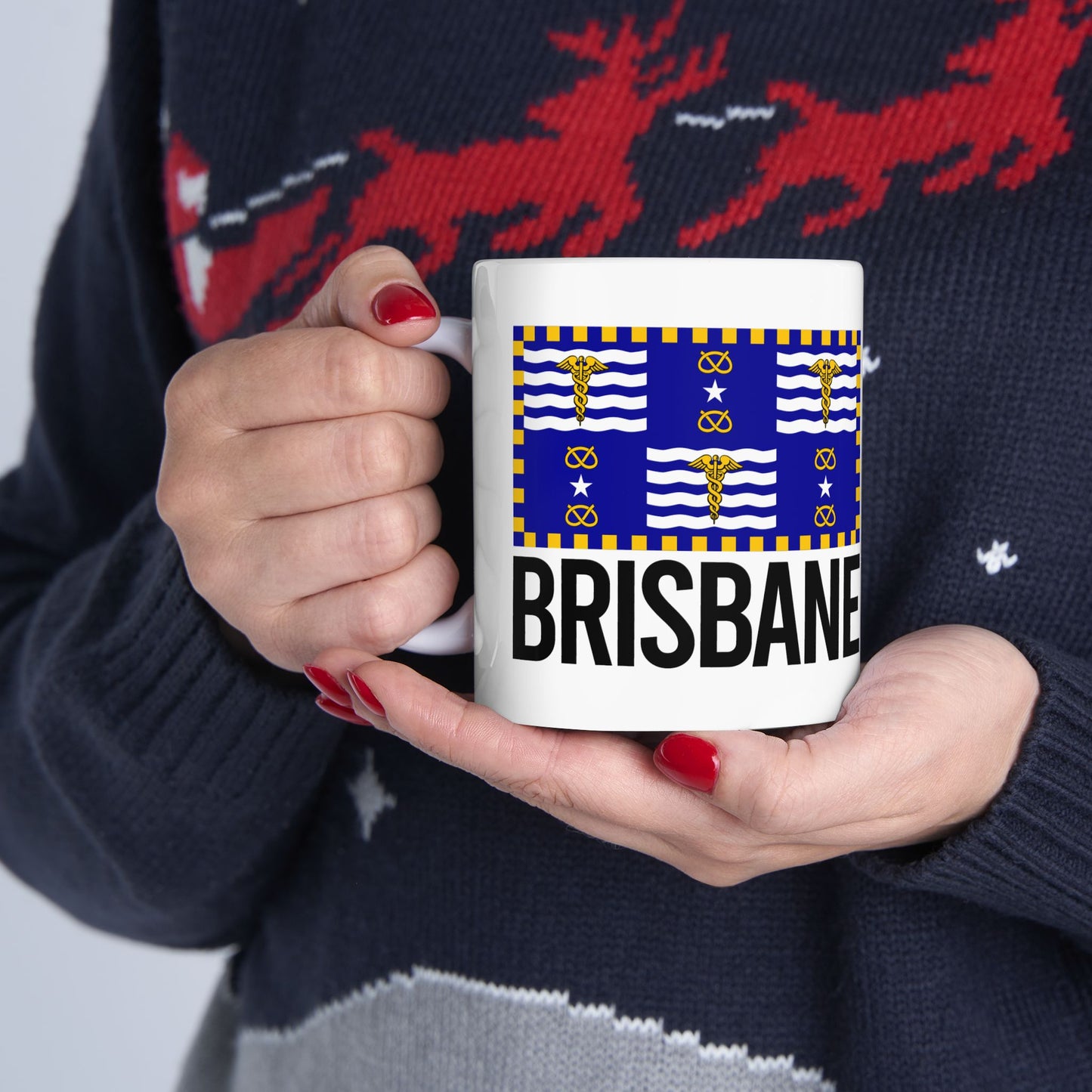 Brisbane City Flag White Ceramic Mug - 11oz, 15oz