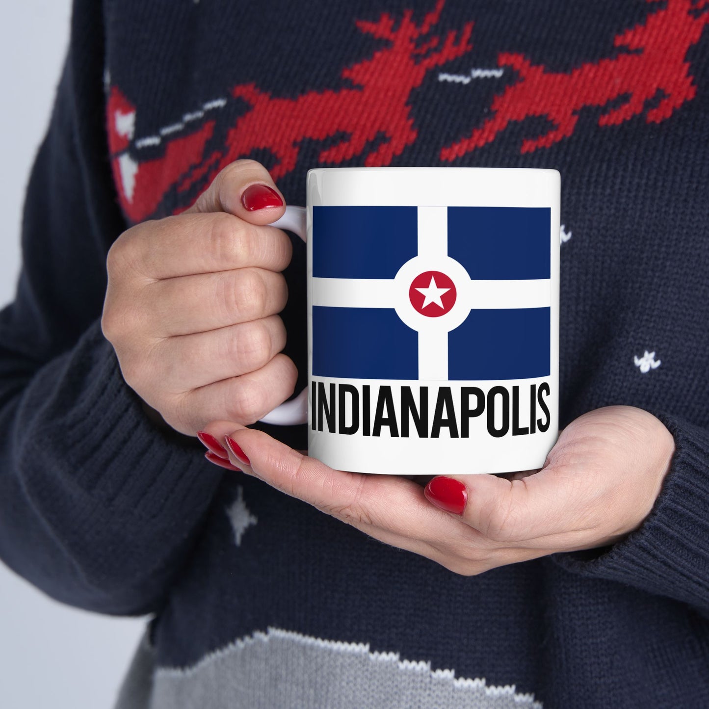 Indianapolis City Flag White Ceramic Mug - 11oz, 15oz