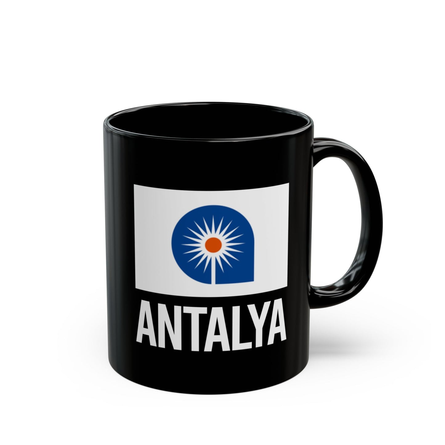 Antalya City Flag Black Ceramic Mug - 11oz, 15oz