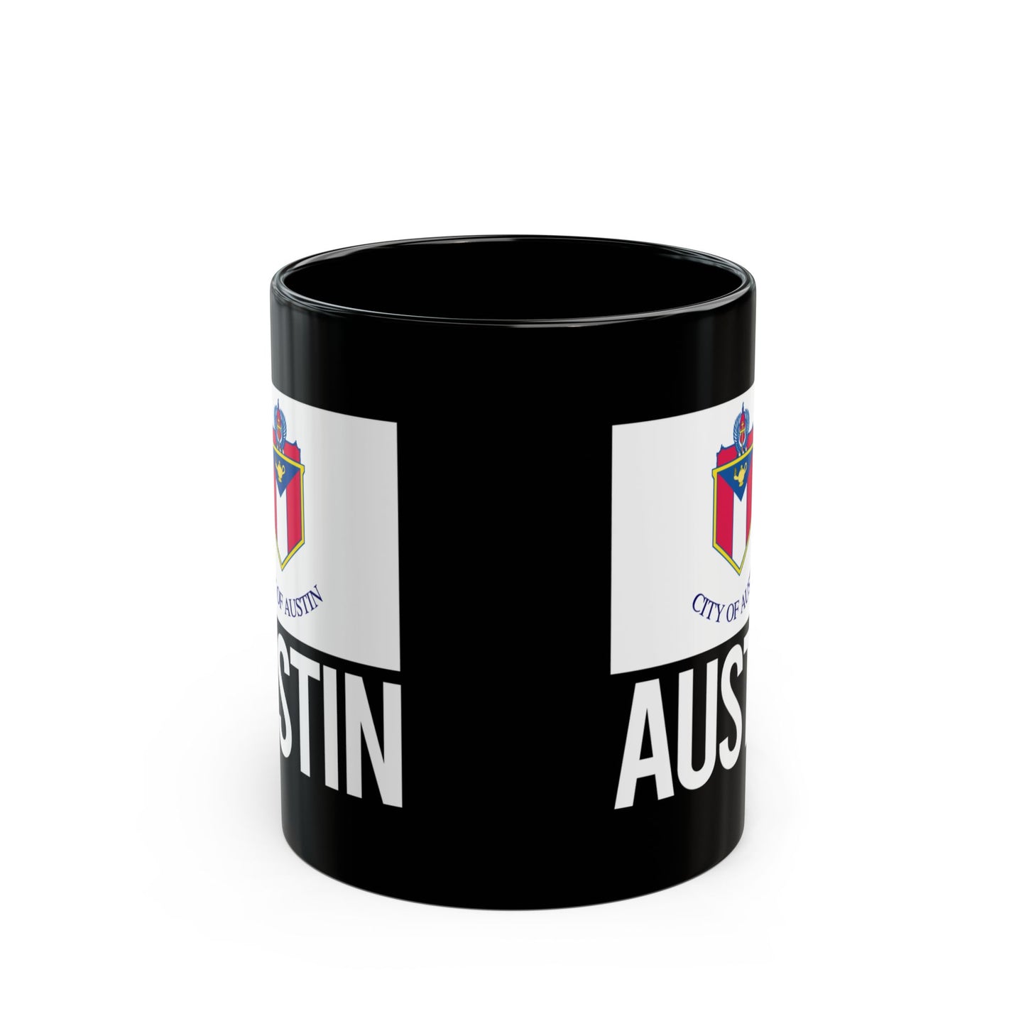 Austin City Flag Black Ceramic Mug - 11oz, 15oz