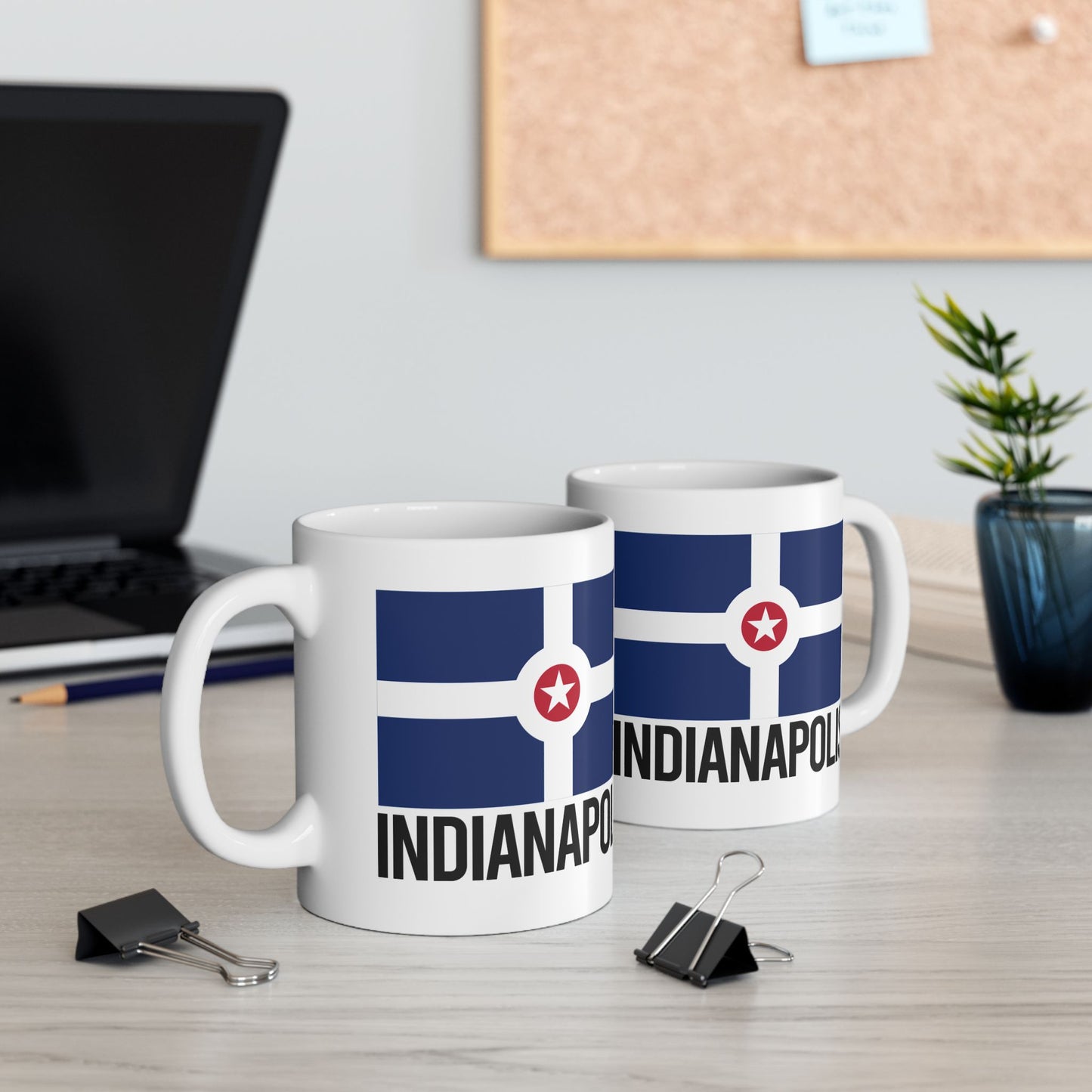 Indianapolis City Flag White Ceramic Mug - 11oz, 15oz