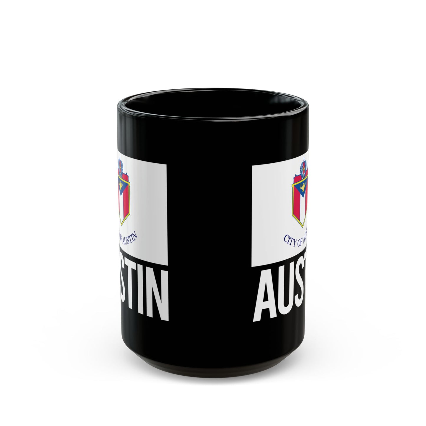 Austin City Flag Black Ceramic Mug - 11oz, 15oz