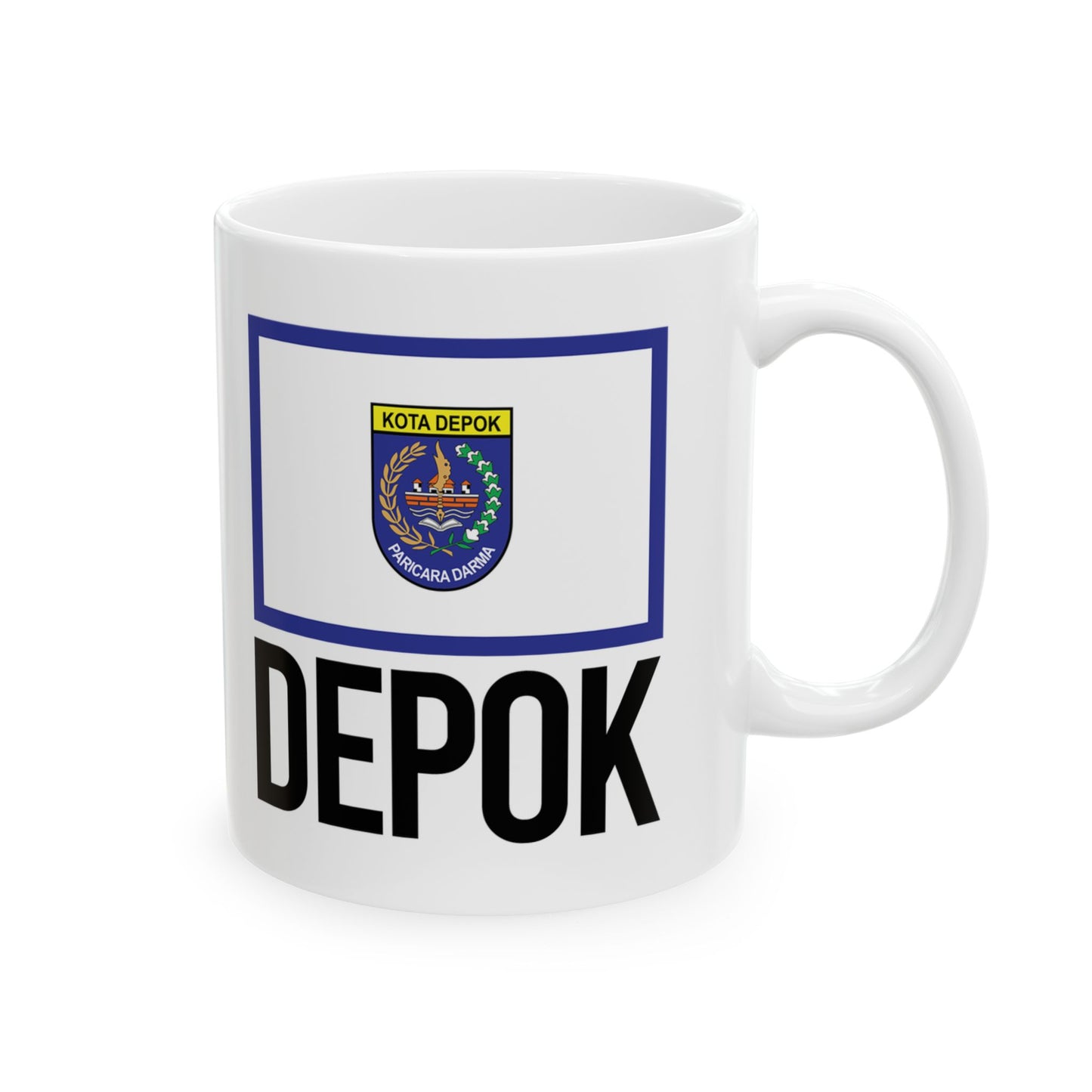 Depok City Flag White Ceramic Mug - 11oz, 15oz