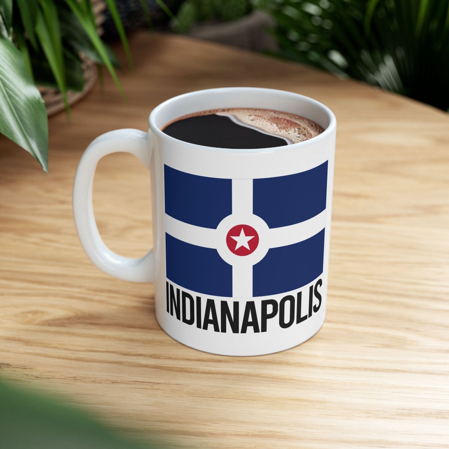 Indianapolis City Flag White Ceramic Mug - 11oz, 15oz