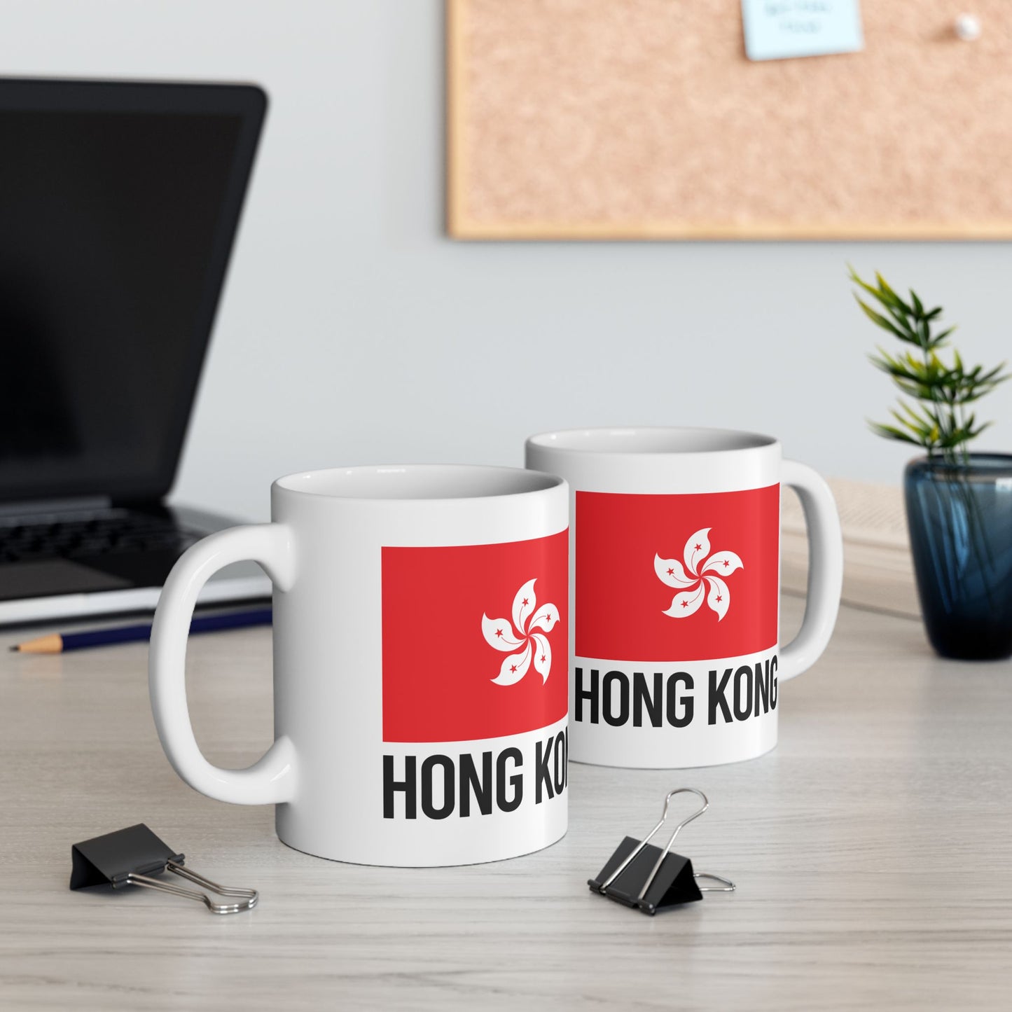 Hong Kong City Flag White Ceramic Mug, 11oz, 15oz
