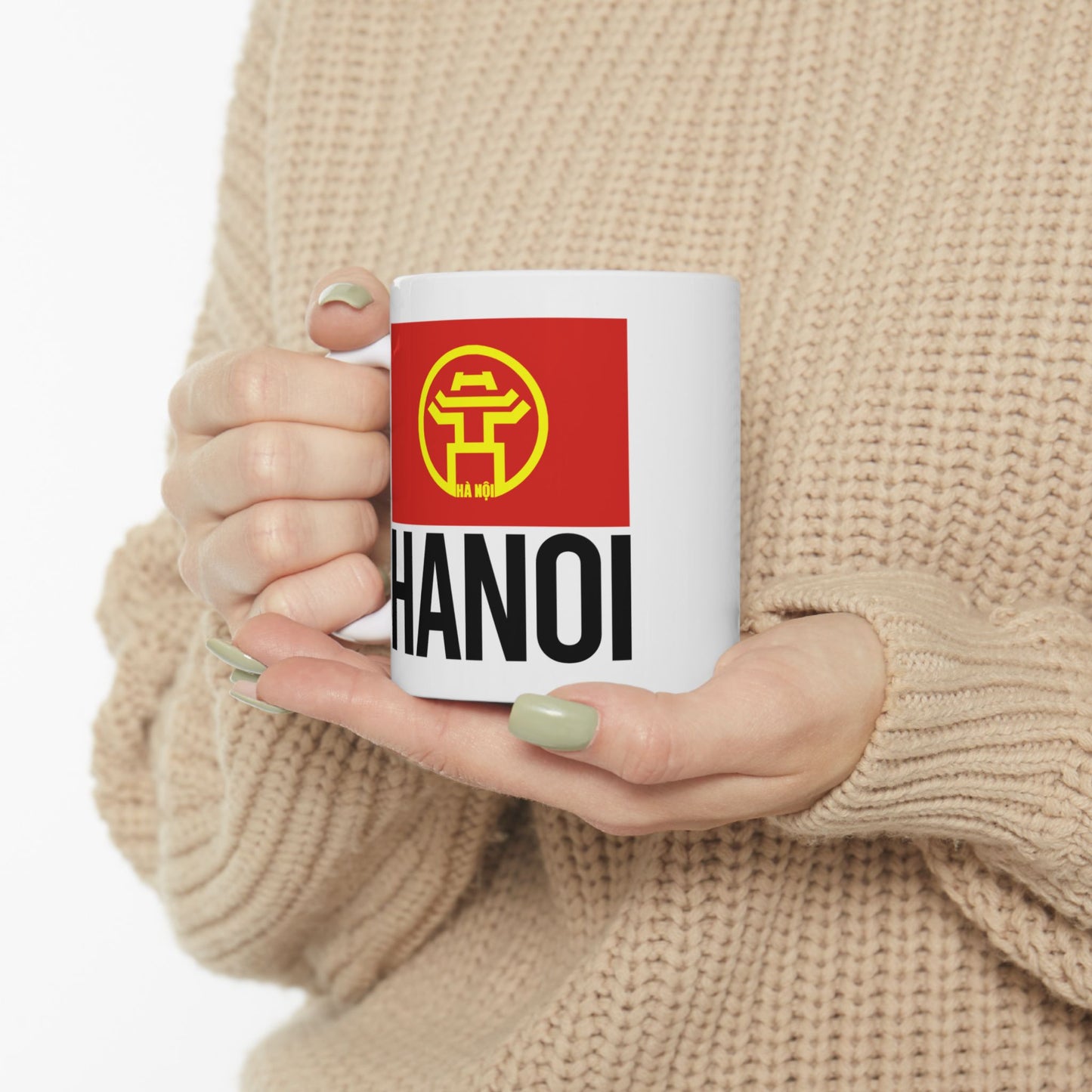 Hanoi City Flag White Ceramic Mug - 11oz, 15oz