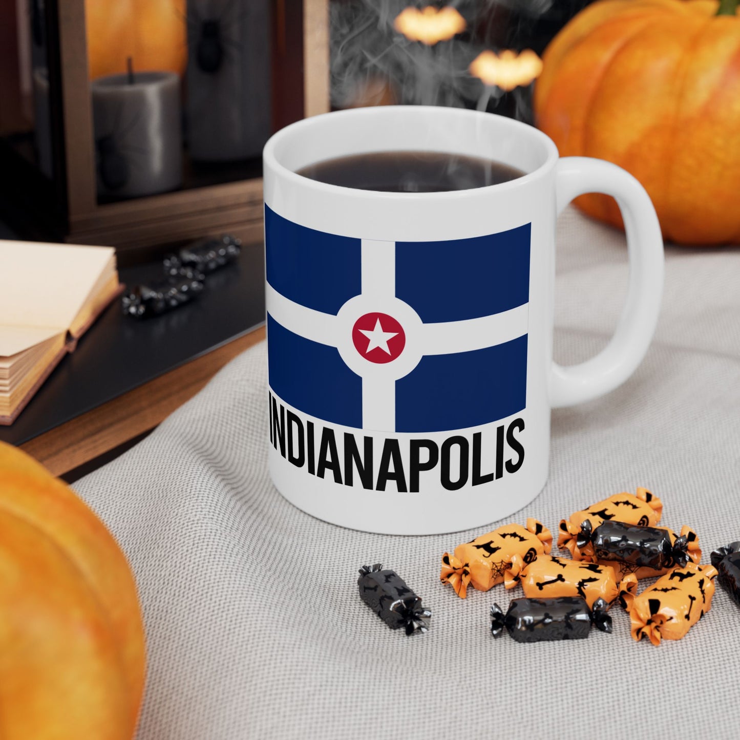 Indianapolis City Flag White Ceramic Mug - 11oz, 15oz
