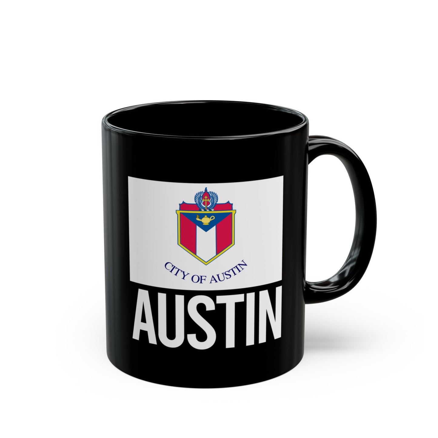 Austin City Flag Black Ceramic Mug - 11oz, 15oz