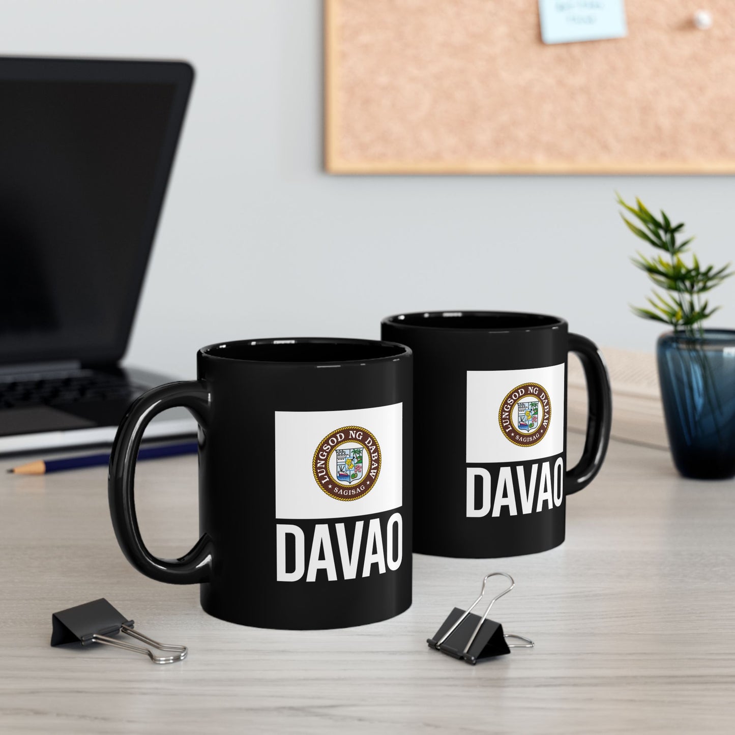 Davao City Flag Black Ceramic Mug - 11oz, 15oz