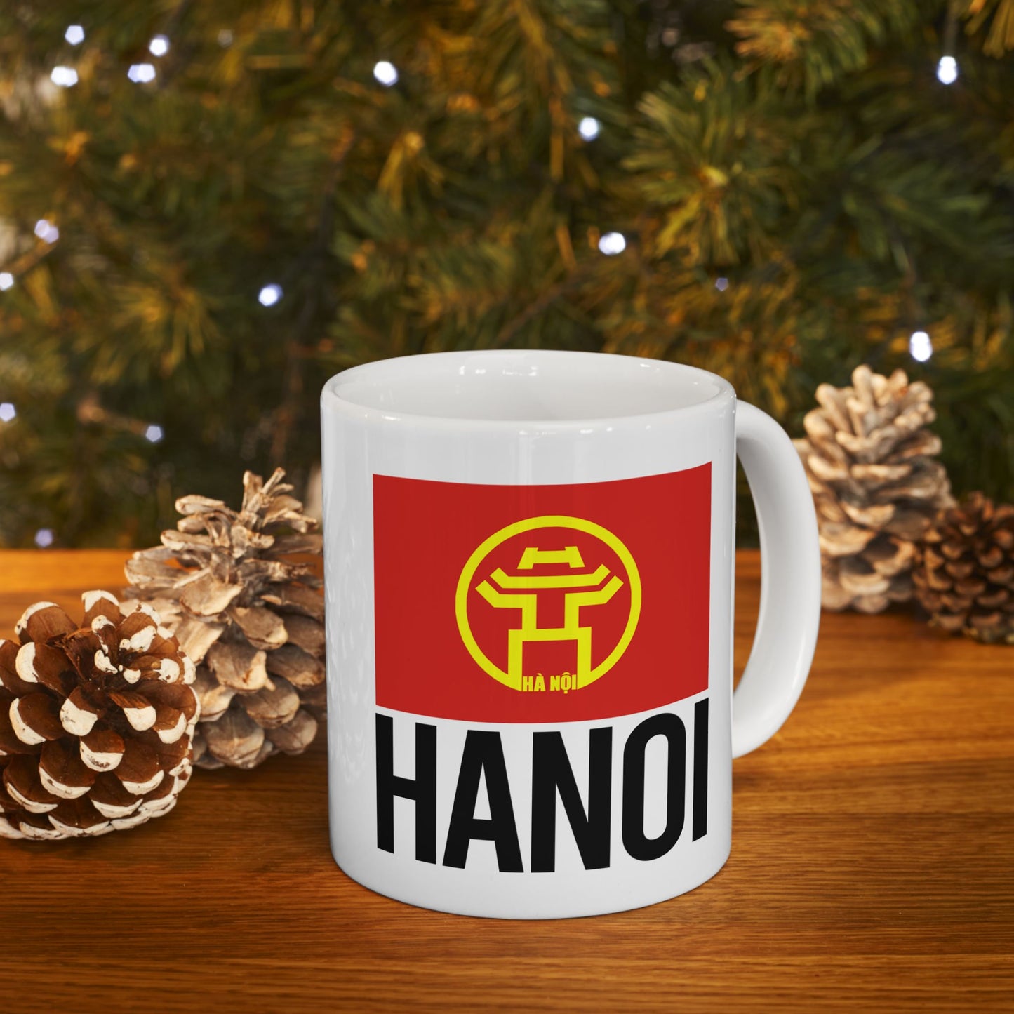 Hanoi City Flag White Ceramic Mug - 11oz, 15oz