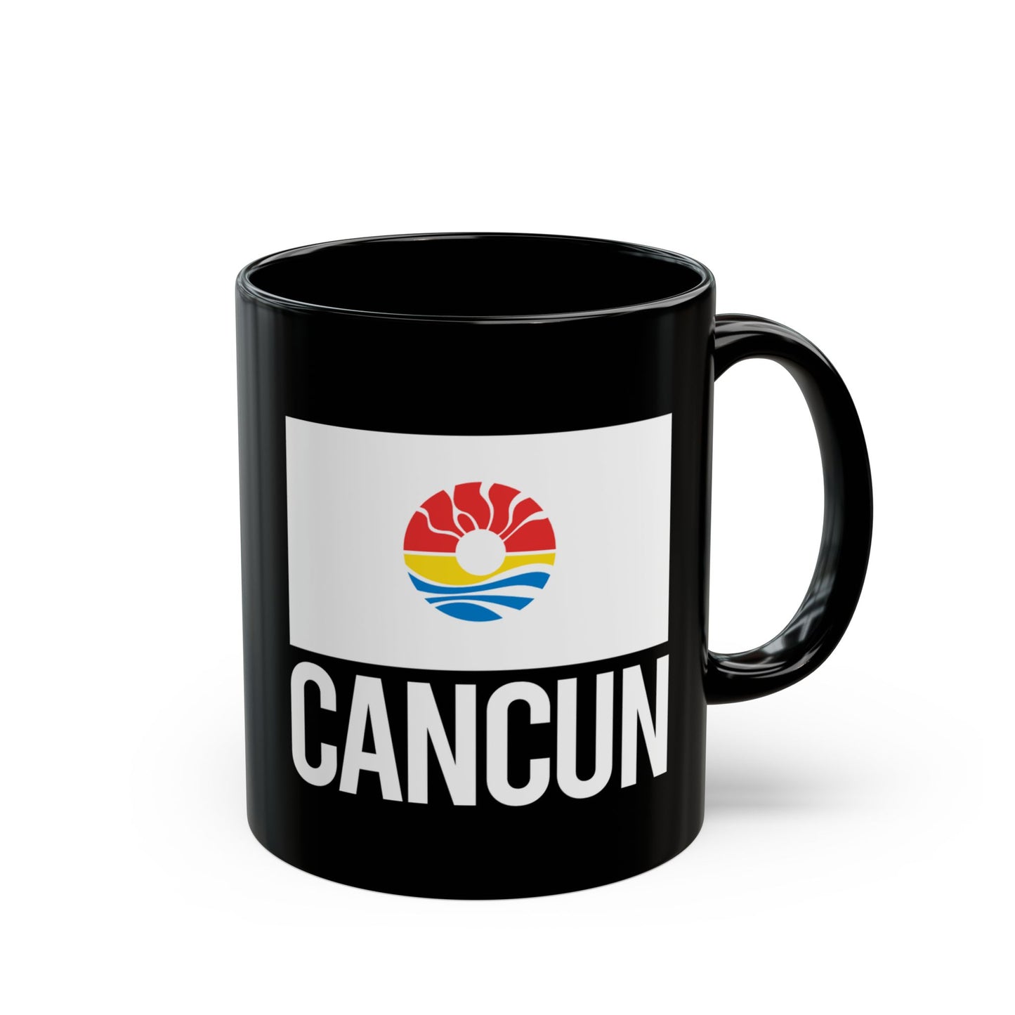 Cancún City Flag Black Ceramic Mug - 11oz, 15oz