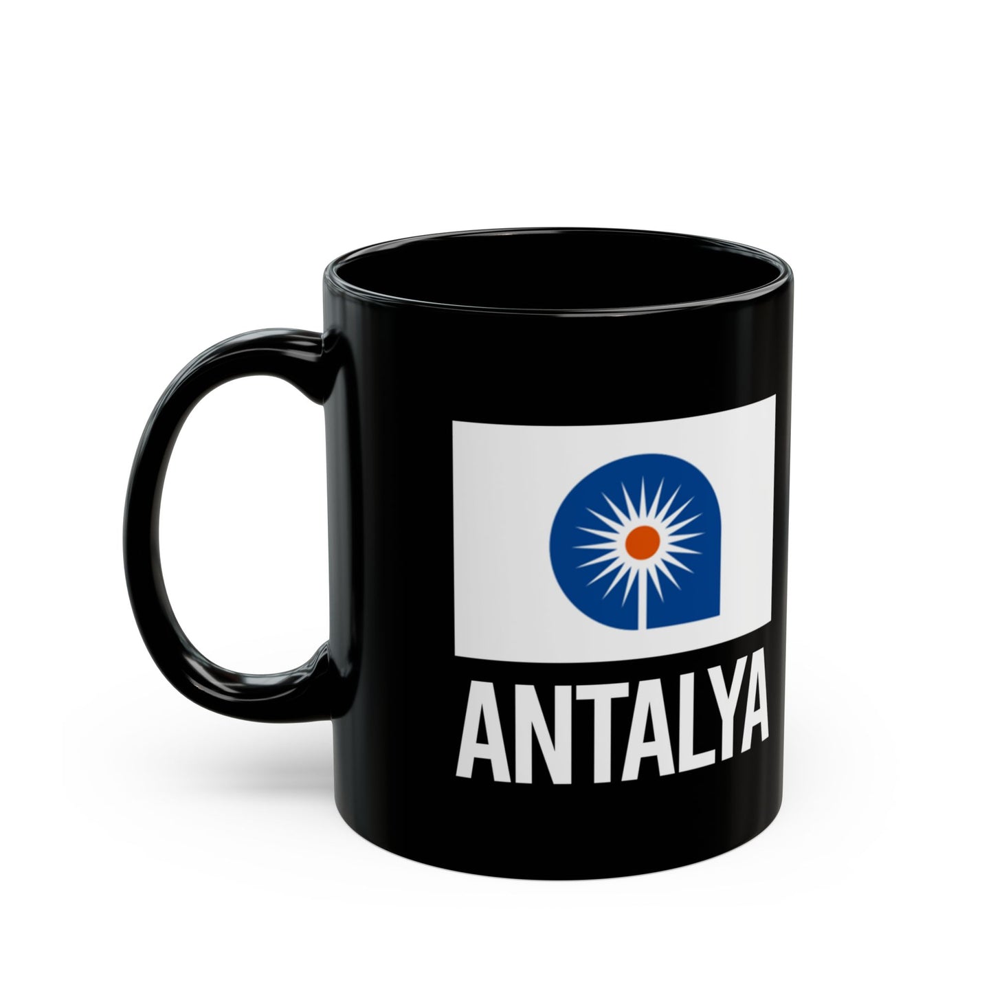 Antalya City Flag Black Ceramic Mug - 11oz, 15oz