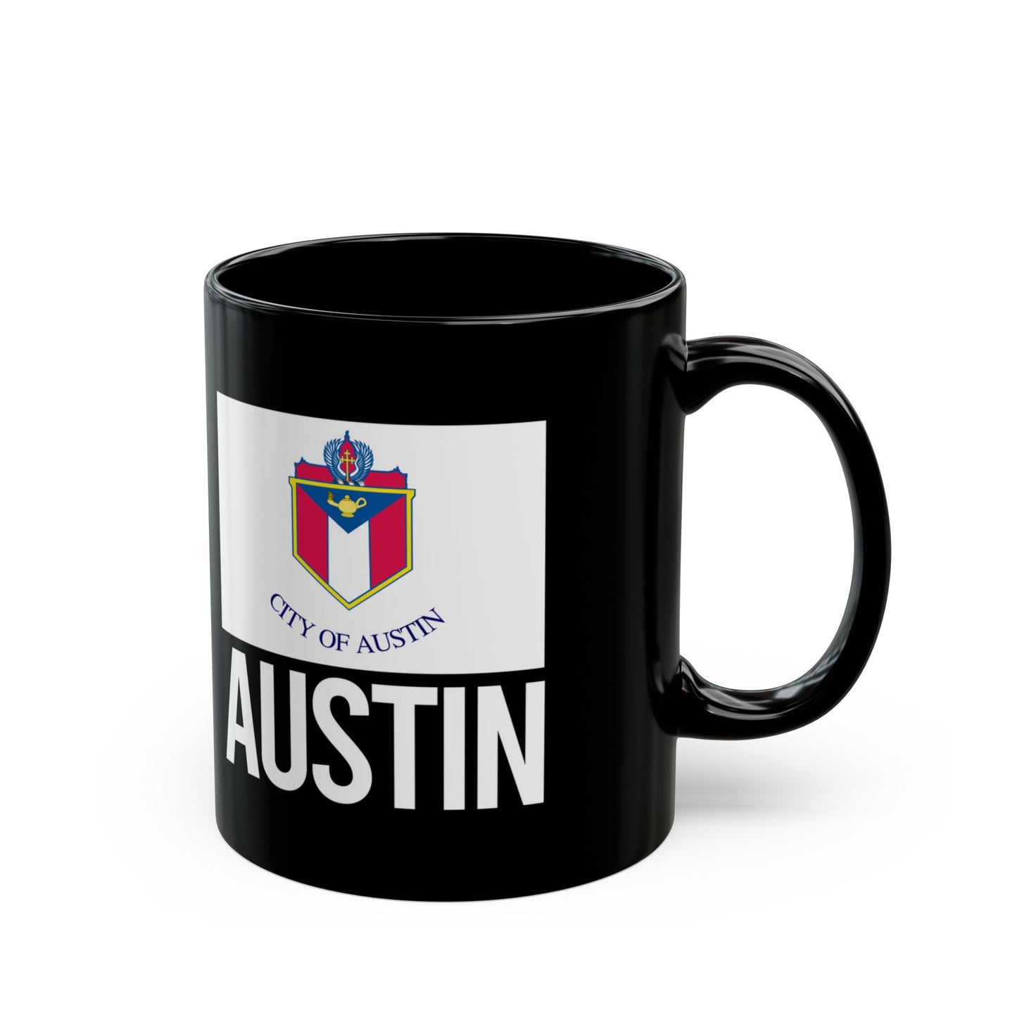 Austin City Flag Black Ceramic Mug - 11oz, 15oz