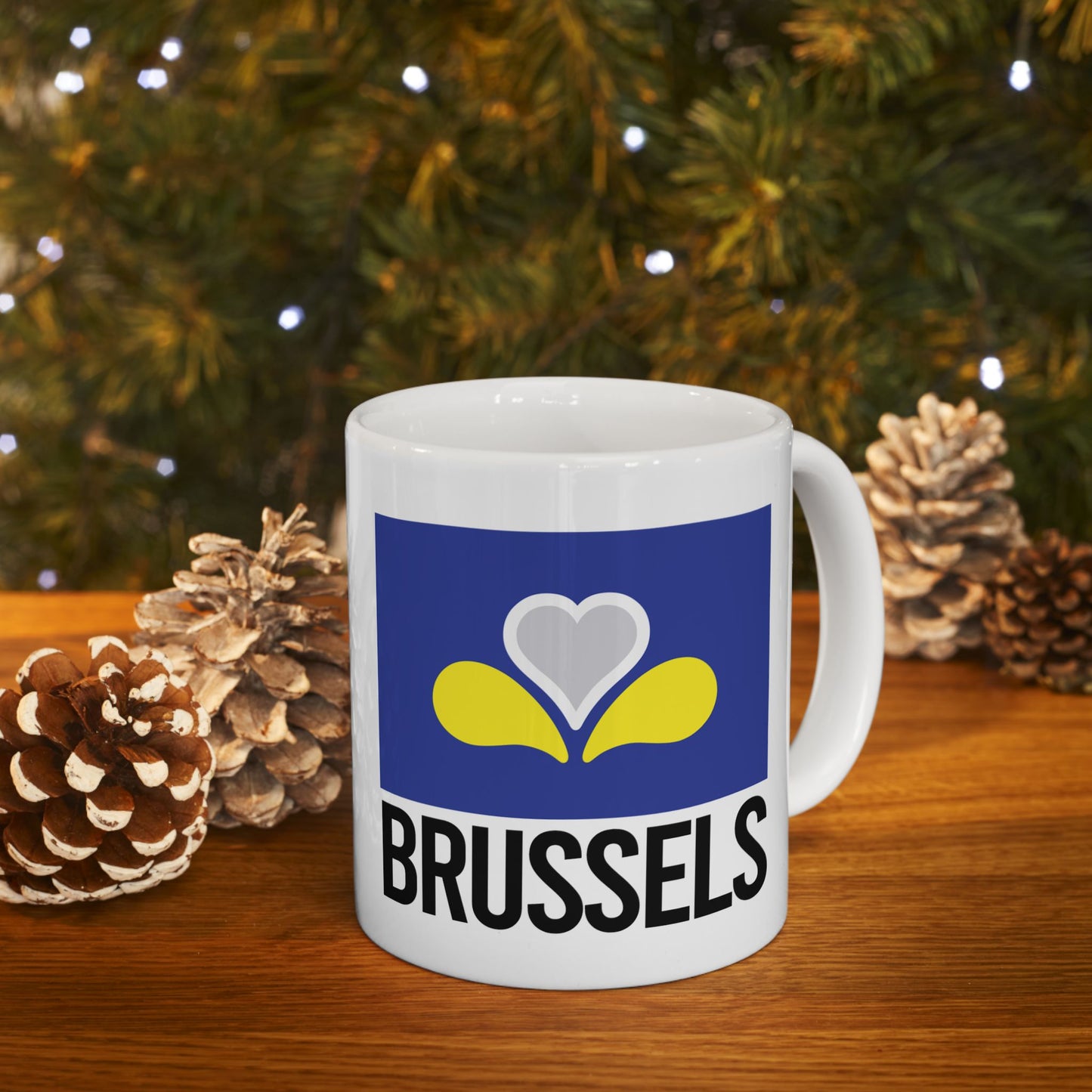 Brussels Flag White Ceramic Mug - 11oz, 15oz