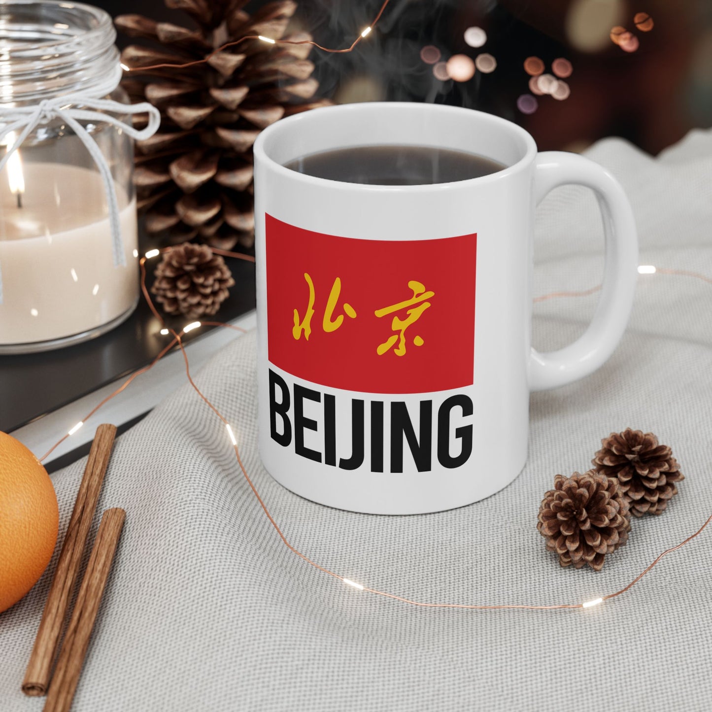 Beijing City Flag White Ceramic Mug - 11oz, 15oz