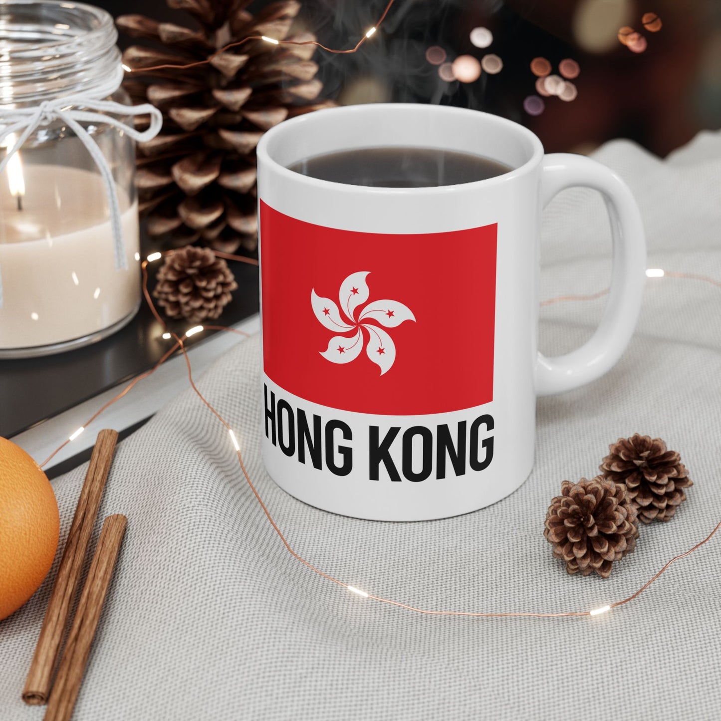 Hong Kong City Flag White Ceramic Mug, 11oz, 15oz